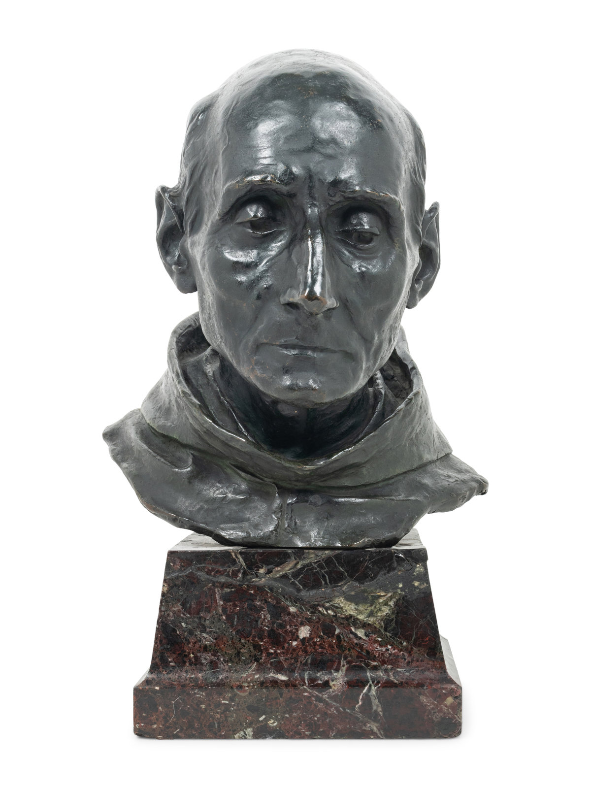 Appraisal: A Bronze Portrait Bust of a Monk th Century Height