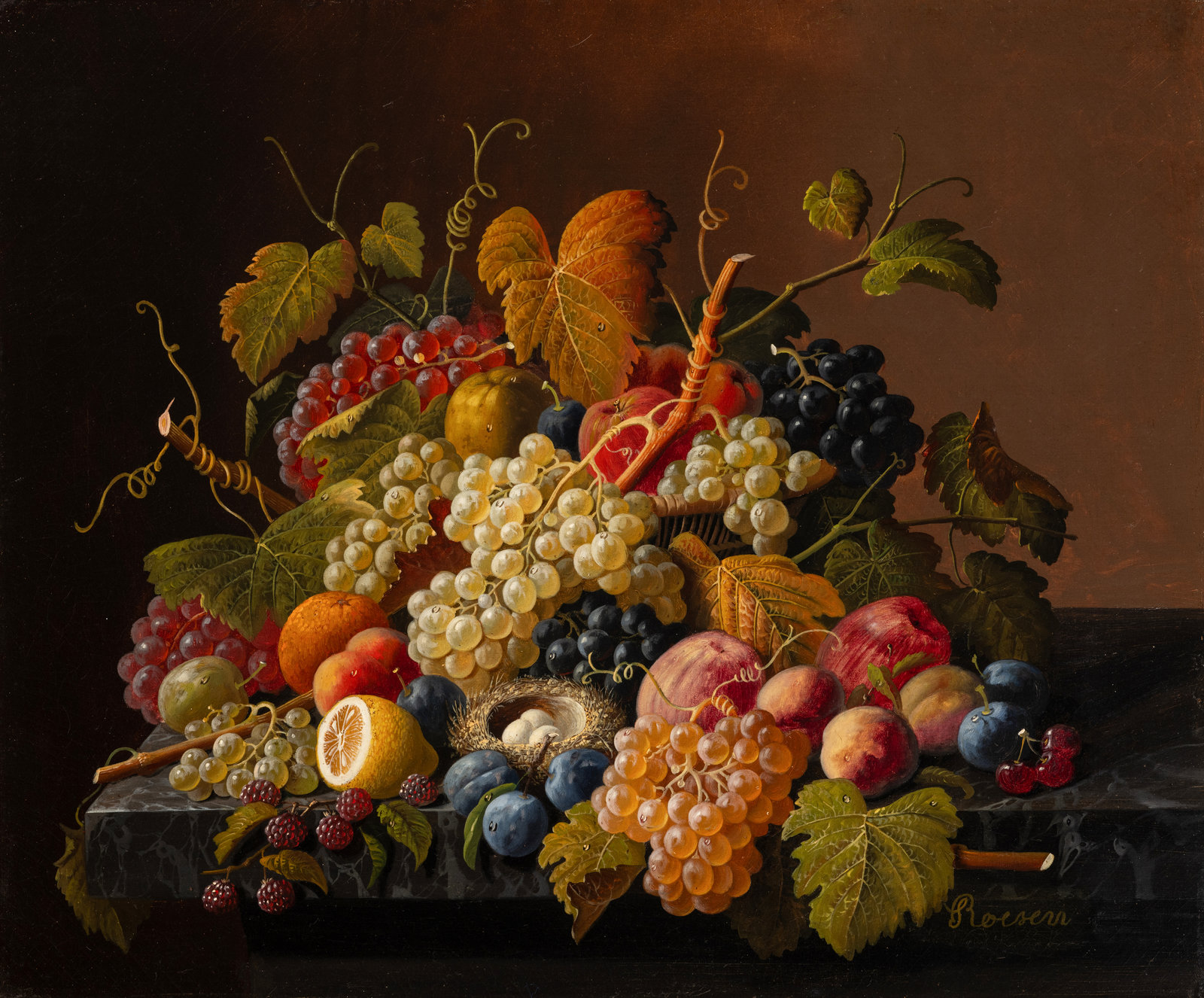 Appraisal: Severin Roesen American German - Still Life of Fruit with