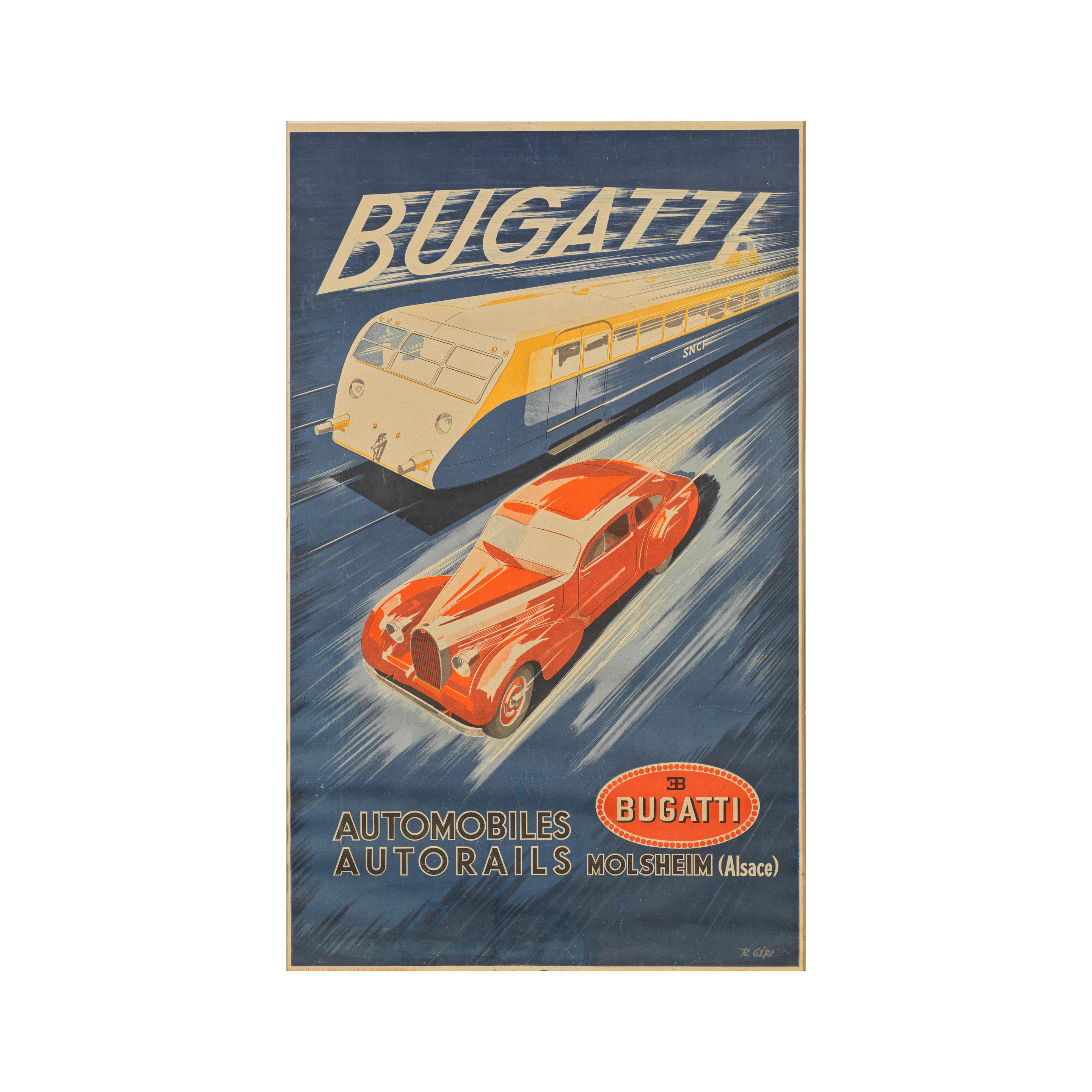 Appraisal: R GERI C TH POSTER DESIGNER BUGATTI AUTOMOBILES AUTORAILS Lithographic