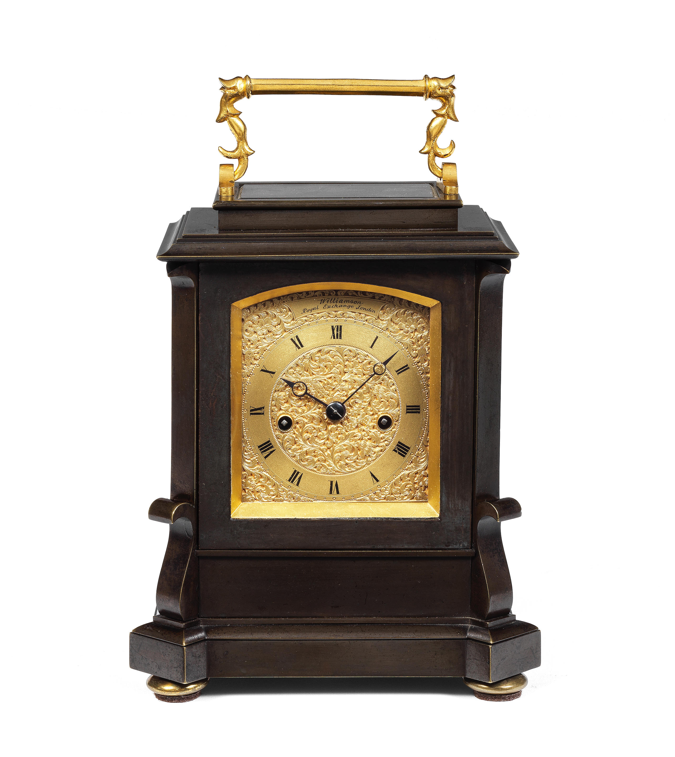 Appraisal: A MID TH CENTURY BRONZED CARRIAGE CLOCK WITH UNDERSLUNG ENGLISH