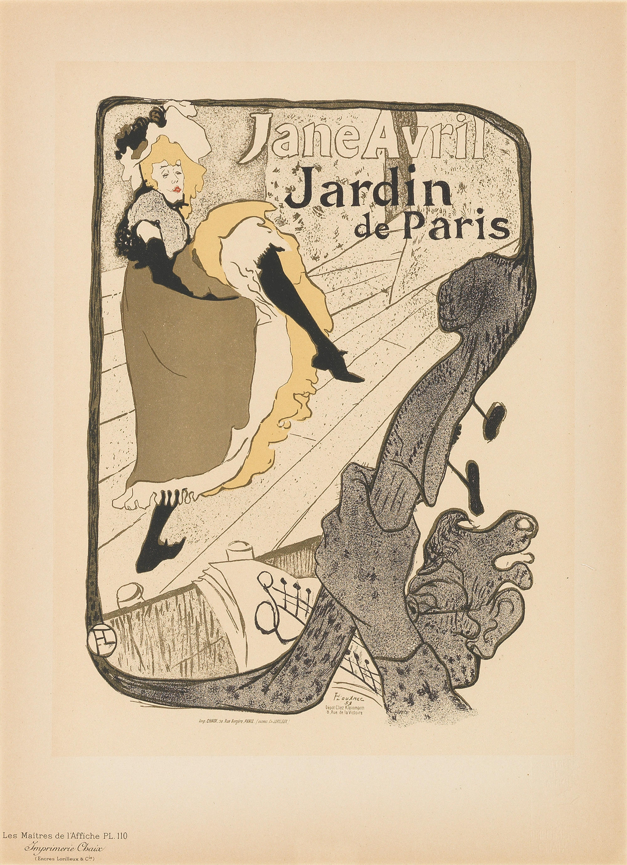 Appraisal: HENRI DE TOULOUSE-LAUTREC - JANE AVRIL Maitres de l'Affiche lithographic