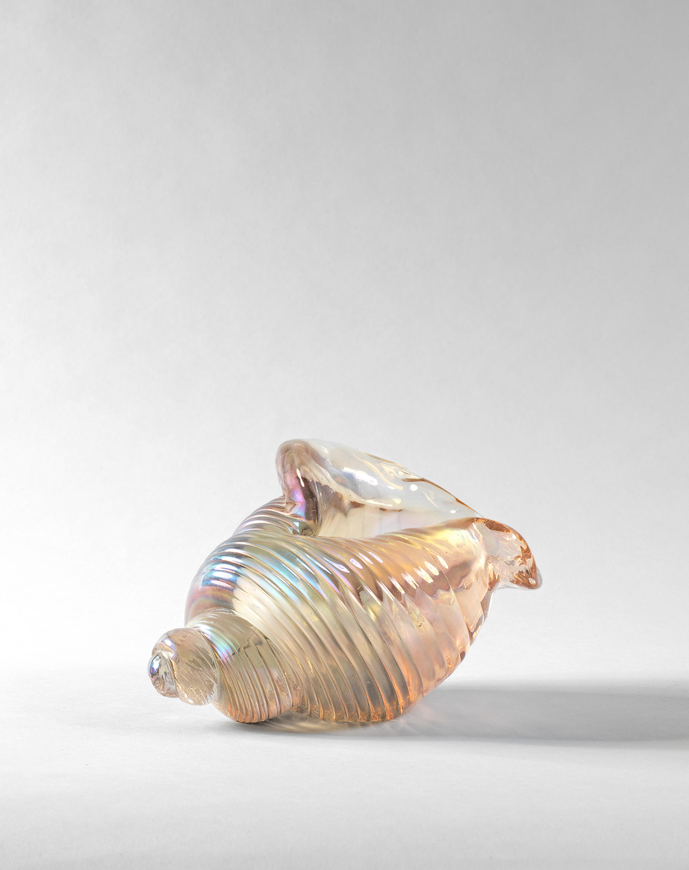 Appraisal: FLAVIO POLI Shell-form sculpture circa Iridescent coloured glass x x