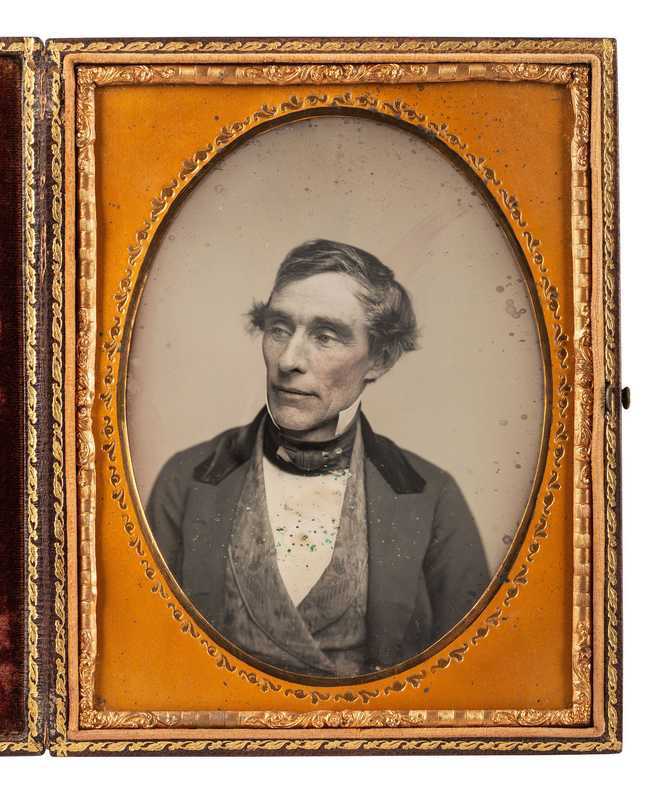 Appraisal: EARLY PHOTOGRAPHY daguerreotypes of men in cases bearing British emblems