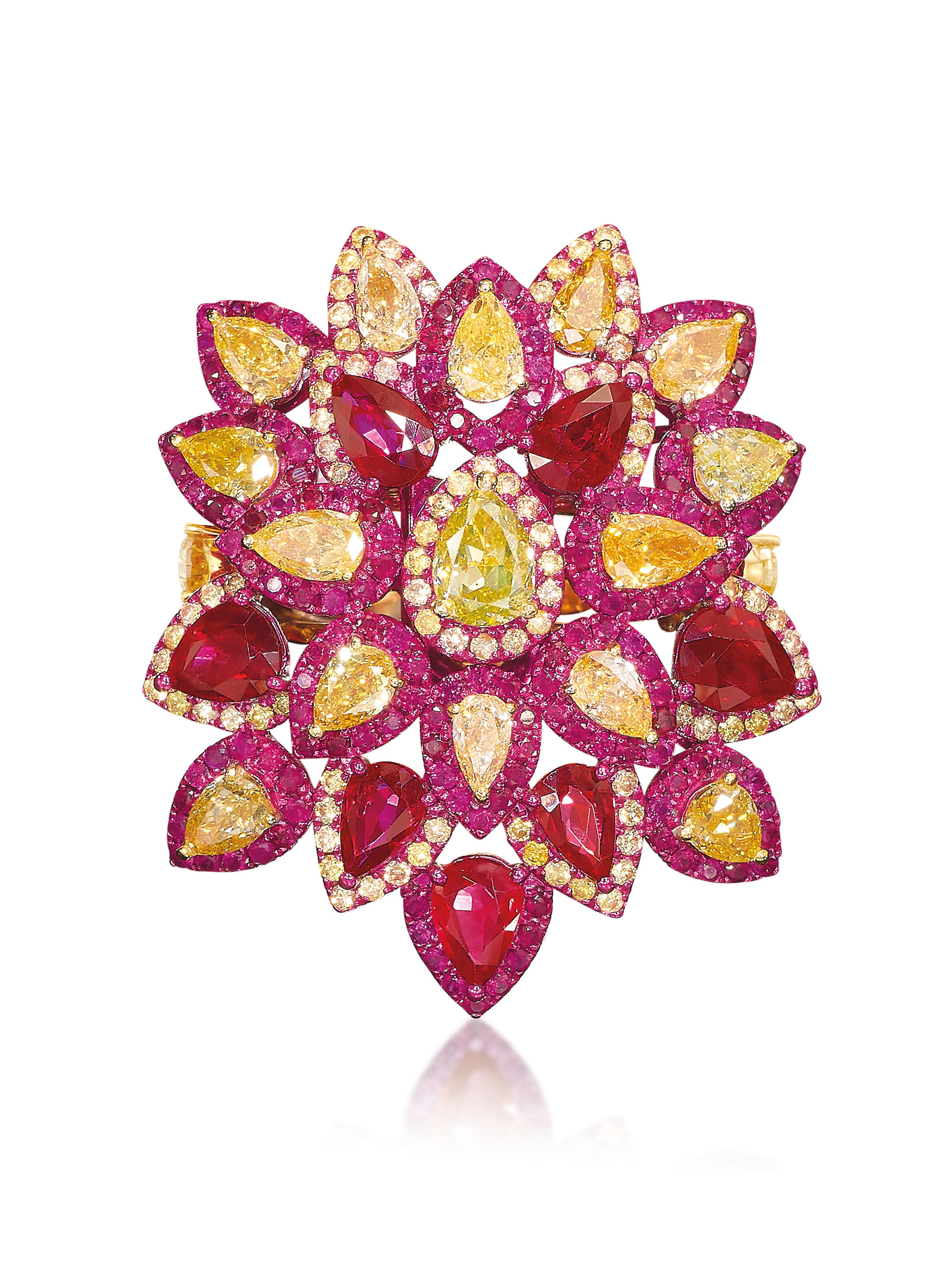 Appraisal: AUSTY LEE RUBY AND COLOURED DIAMOND RING PENDANT Austy Lee