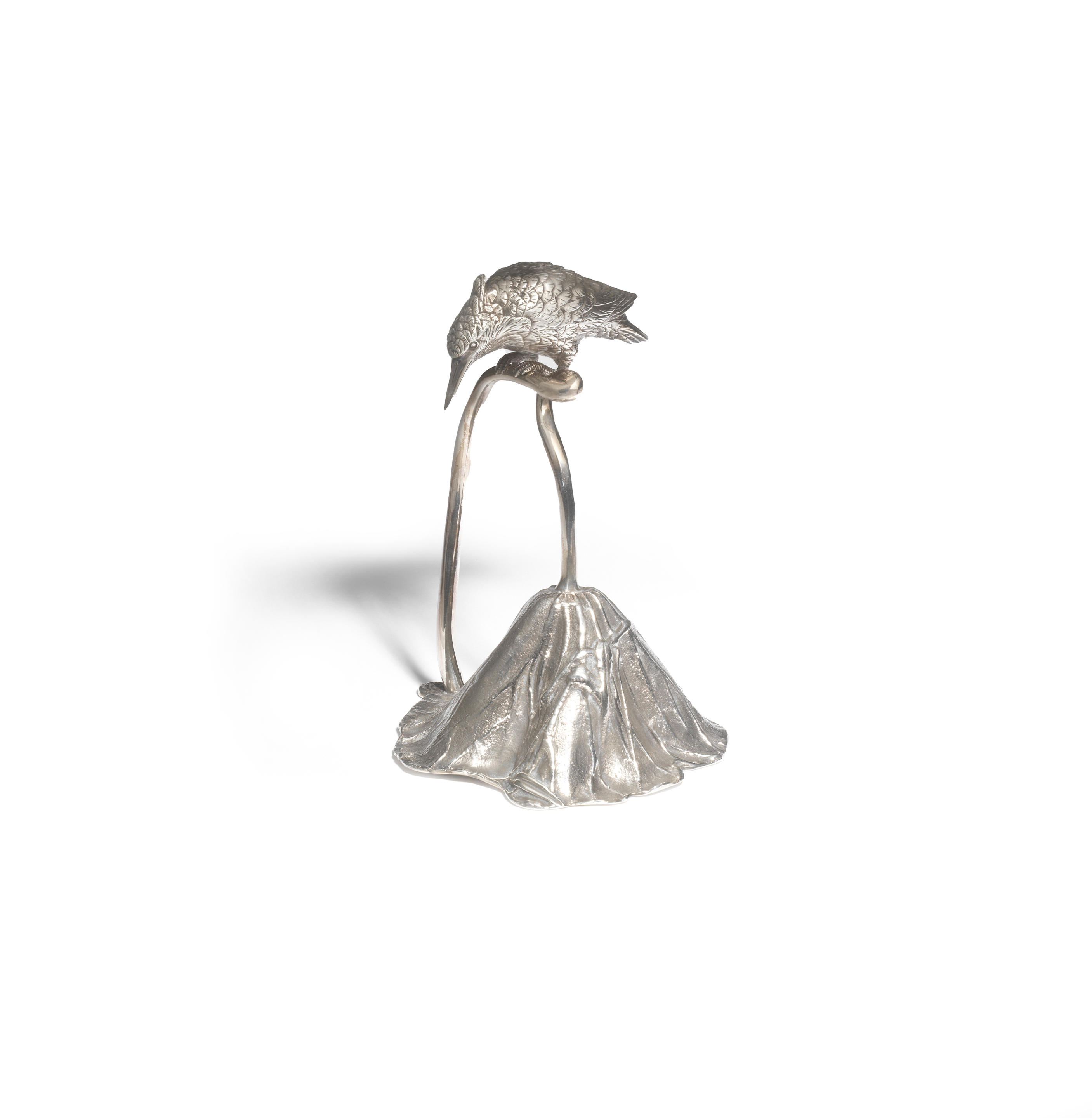 Appraisal: AFTER OSHIMA JOUN - A Silvered-Metal Okimono Table Ornament of