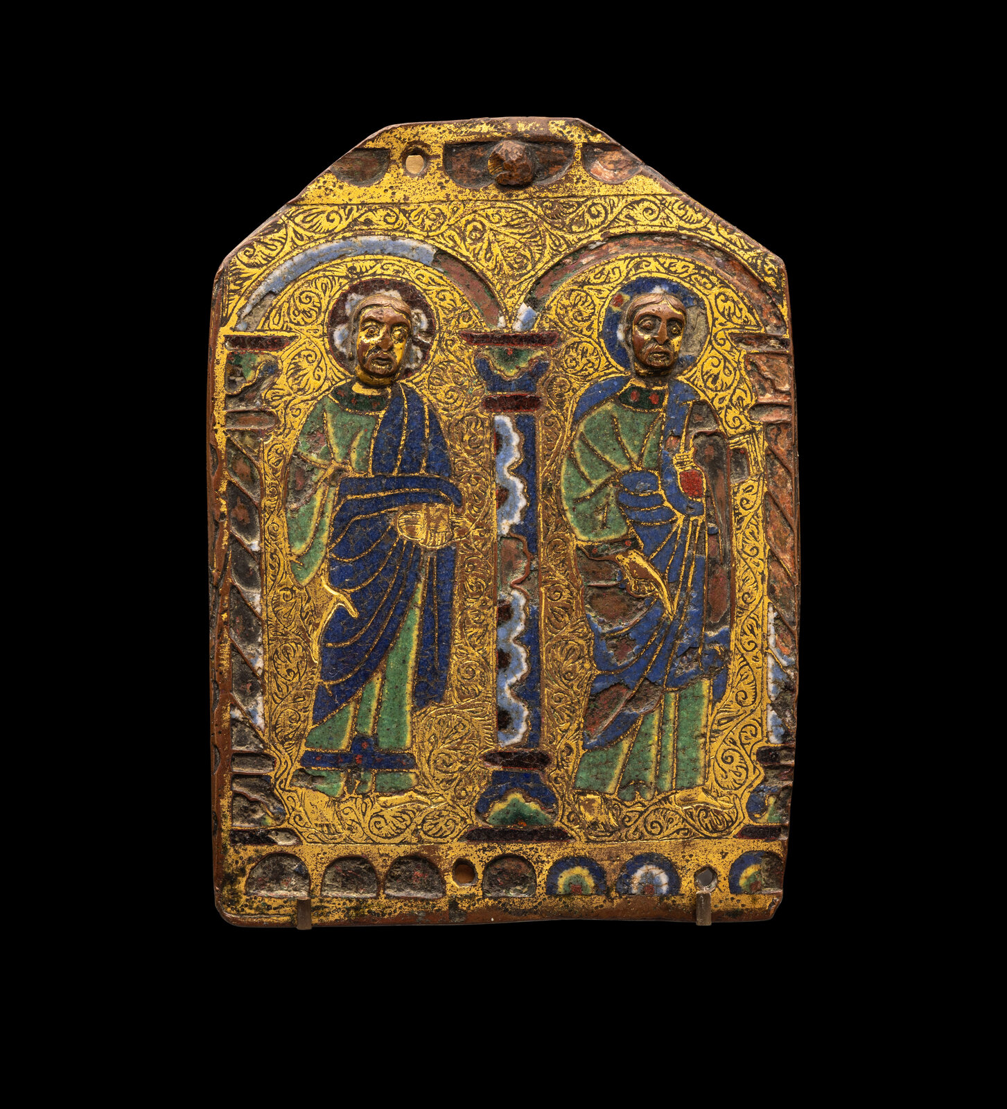 Appraisal: A Limoges Champlev and Gilt-Copper Fragment of a Rectangular Plaque