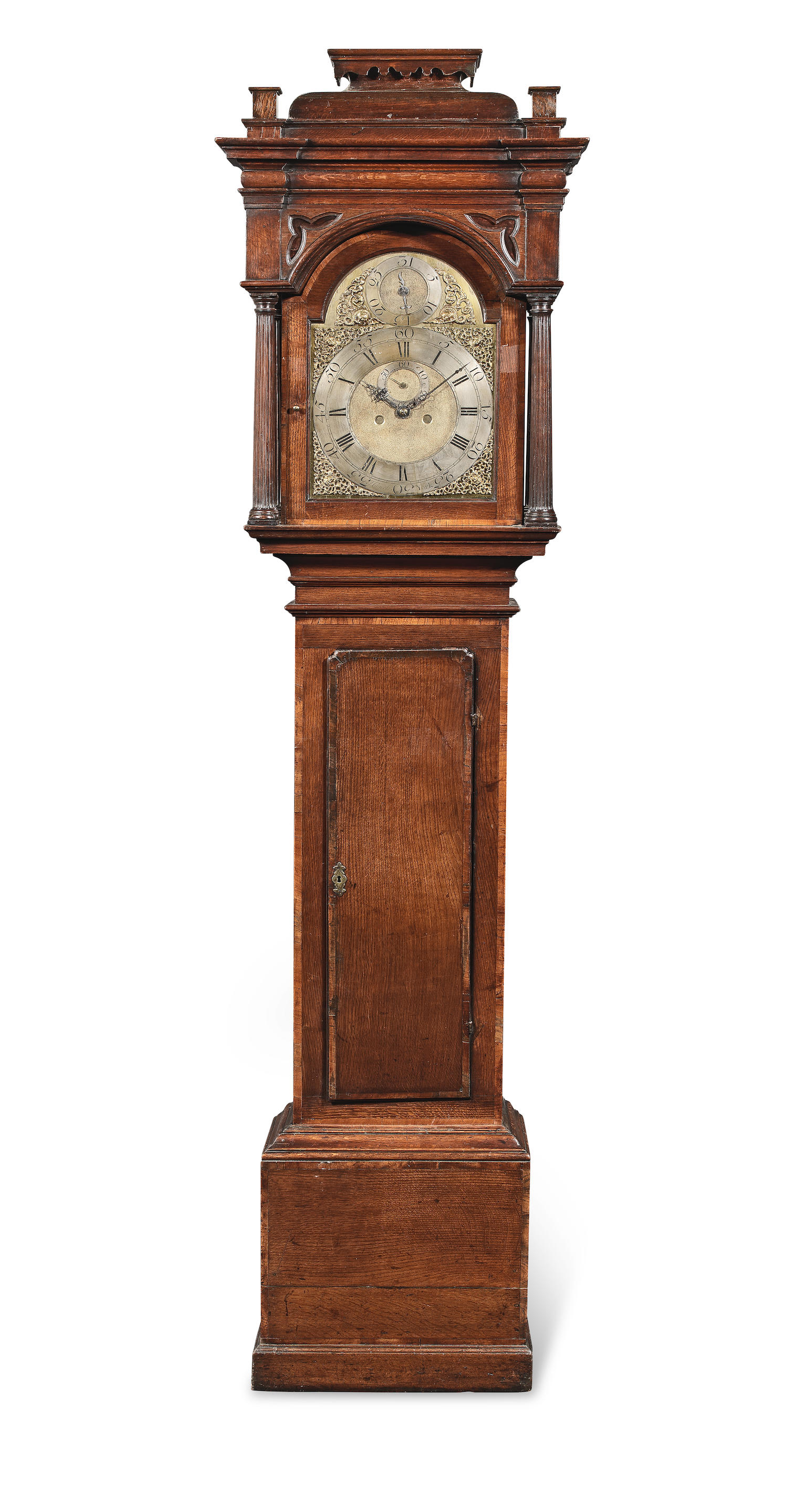 Appraisal: A VERY RARE DATED MID TH CENTURY MAHOGANY-CROSSBANDED OAK LONGCASE