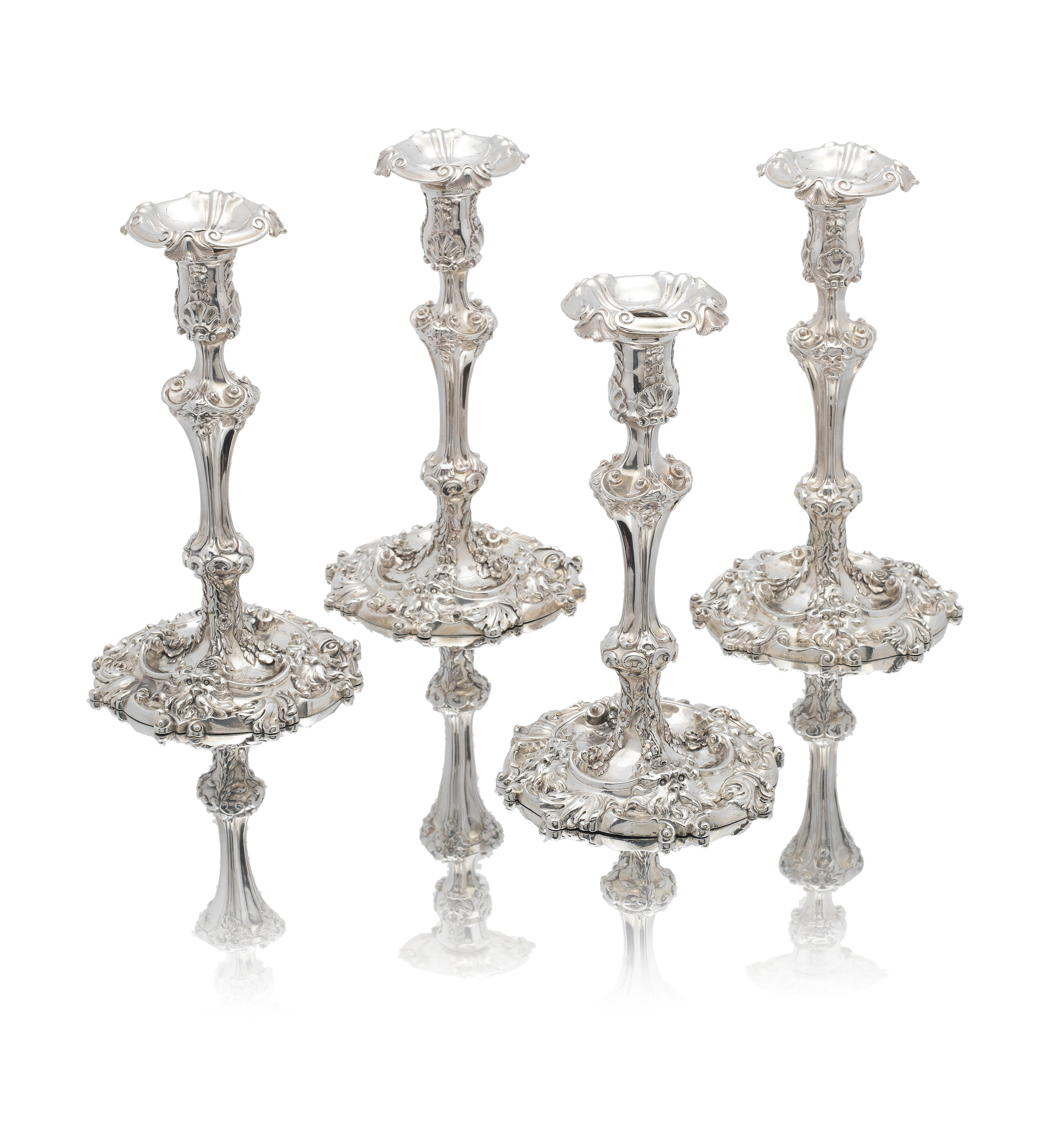 Appraisal: A SET OF FOUR GEORGE III SILVER CANDLESTICKS Paul Storr