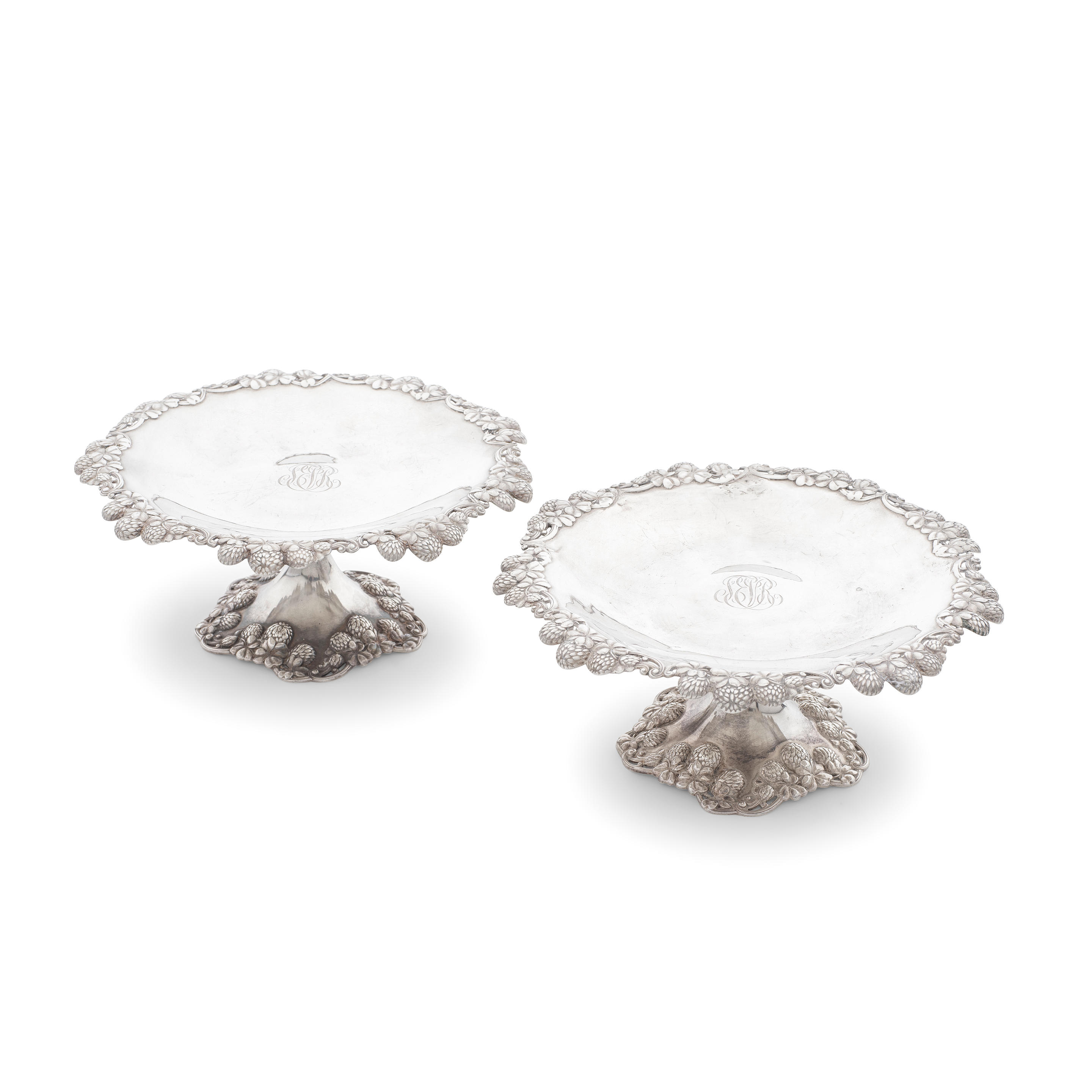 Appraisal: A PAIR OF AMERICAN SILVER 'CLOVER' PATTERN DISHES Tiffany Co