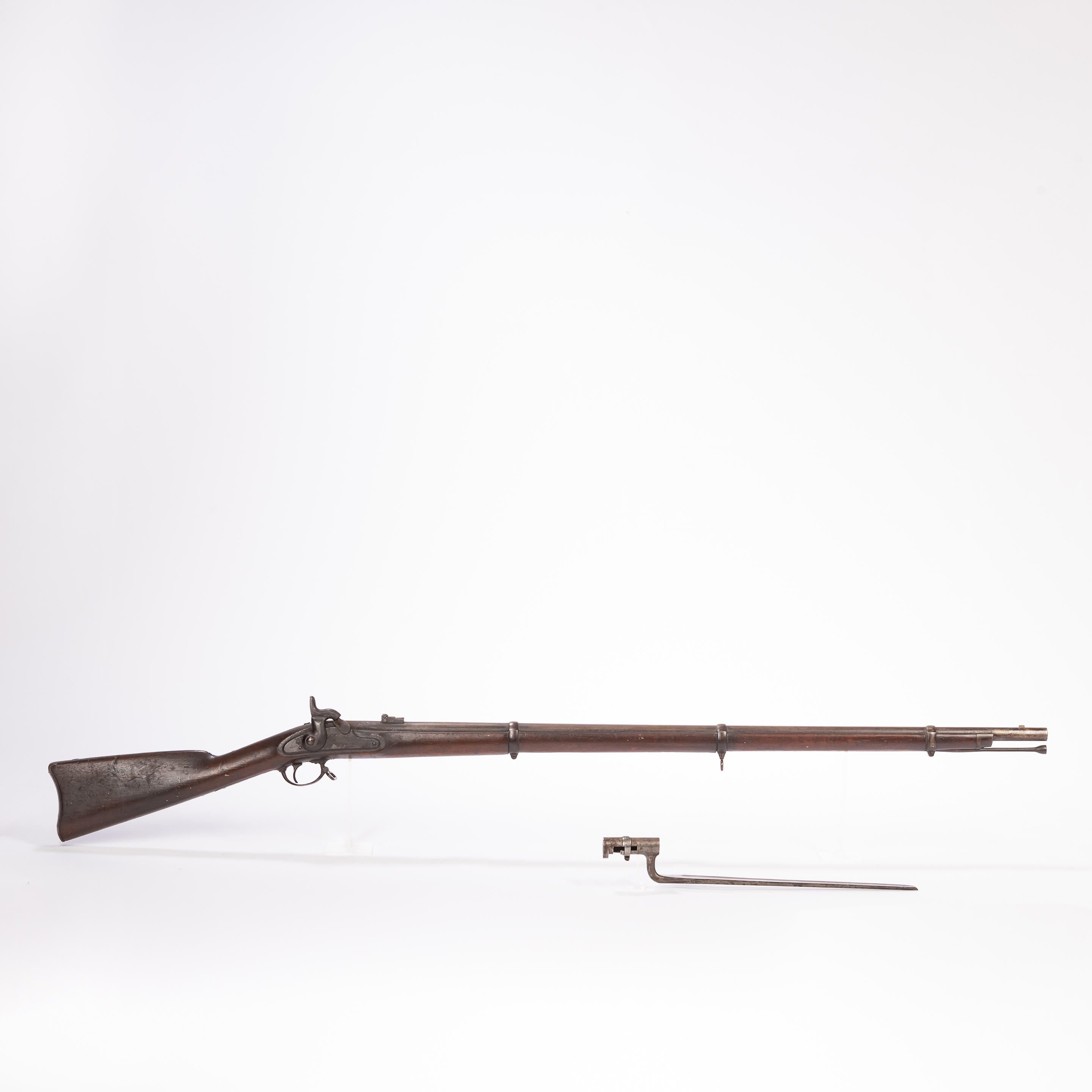 Appraisal: U S MODEL SPRINGFIELD RIFLED MUSKET AND BAYONET caliber two-leaf