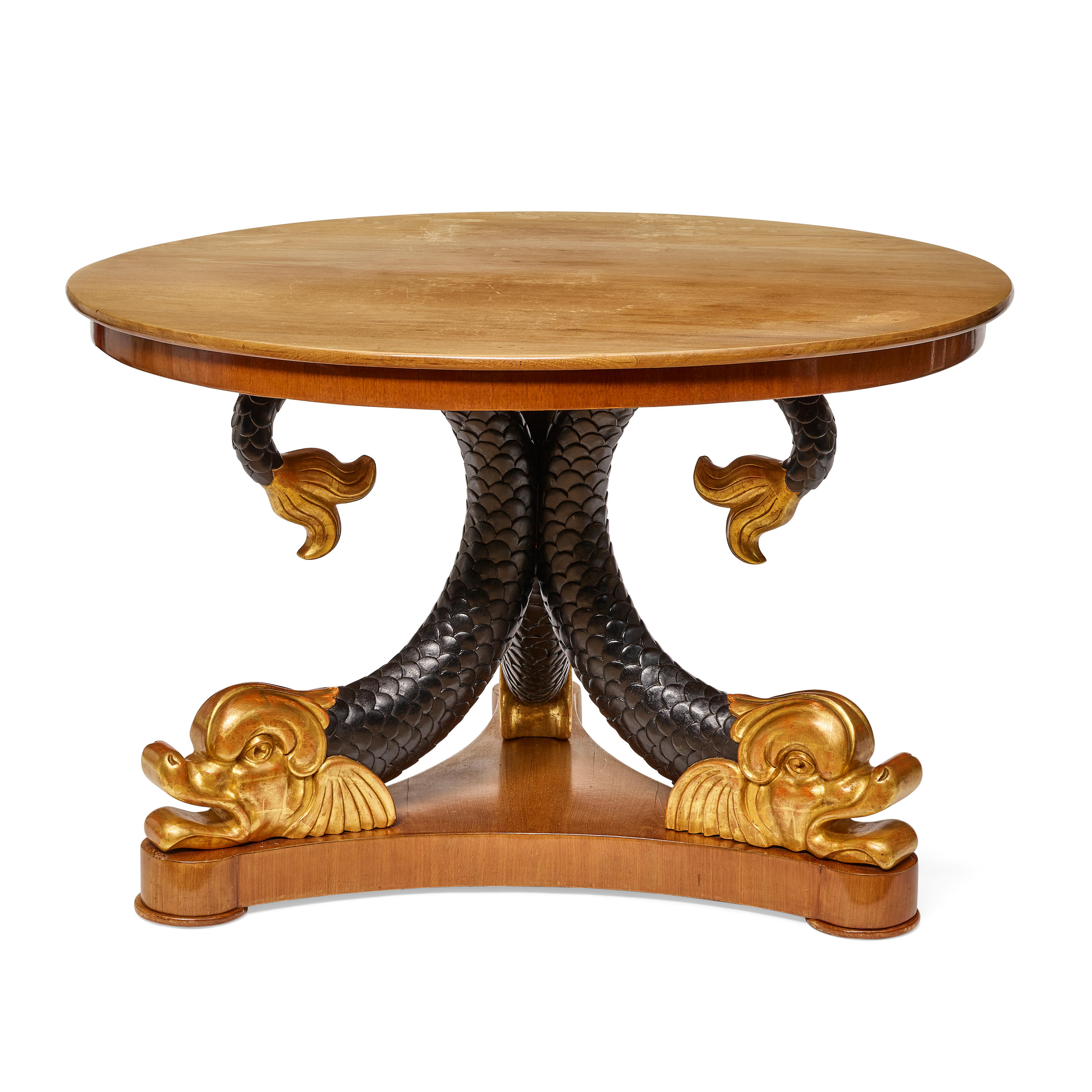 Appraisal: A CHARLES X STYLE PART EBONIZED AND GILTWOOD MAHOGANY CENTER