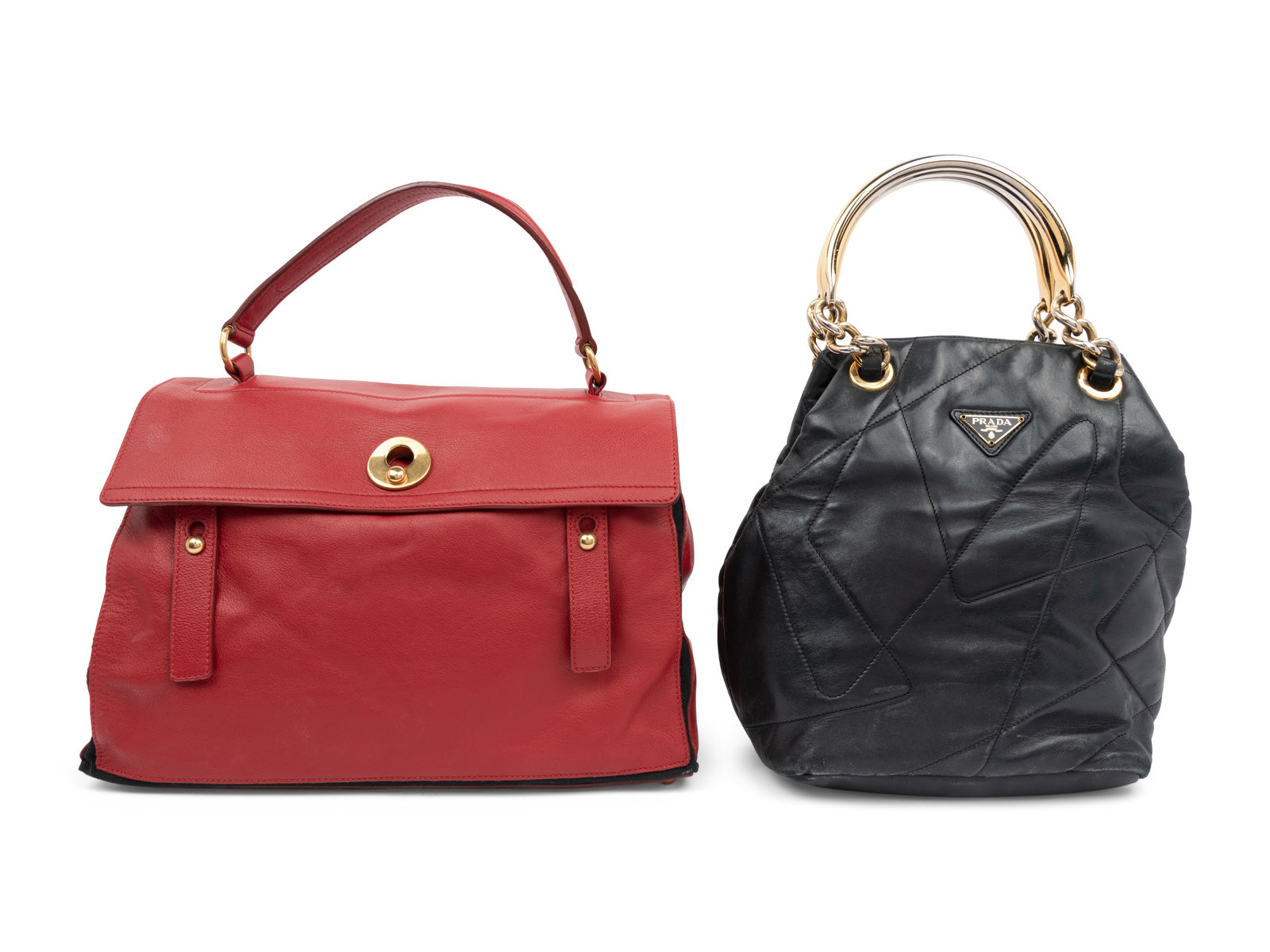 Appraisal: Two Designer Leather Bags One Yves Saint Laurent and One