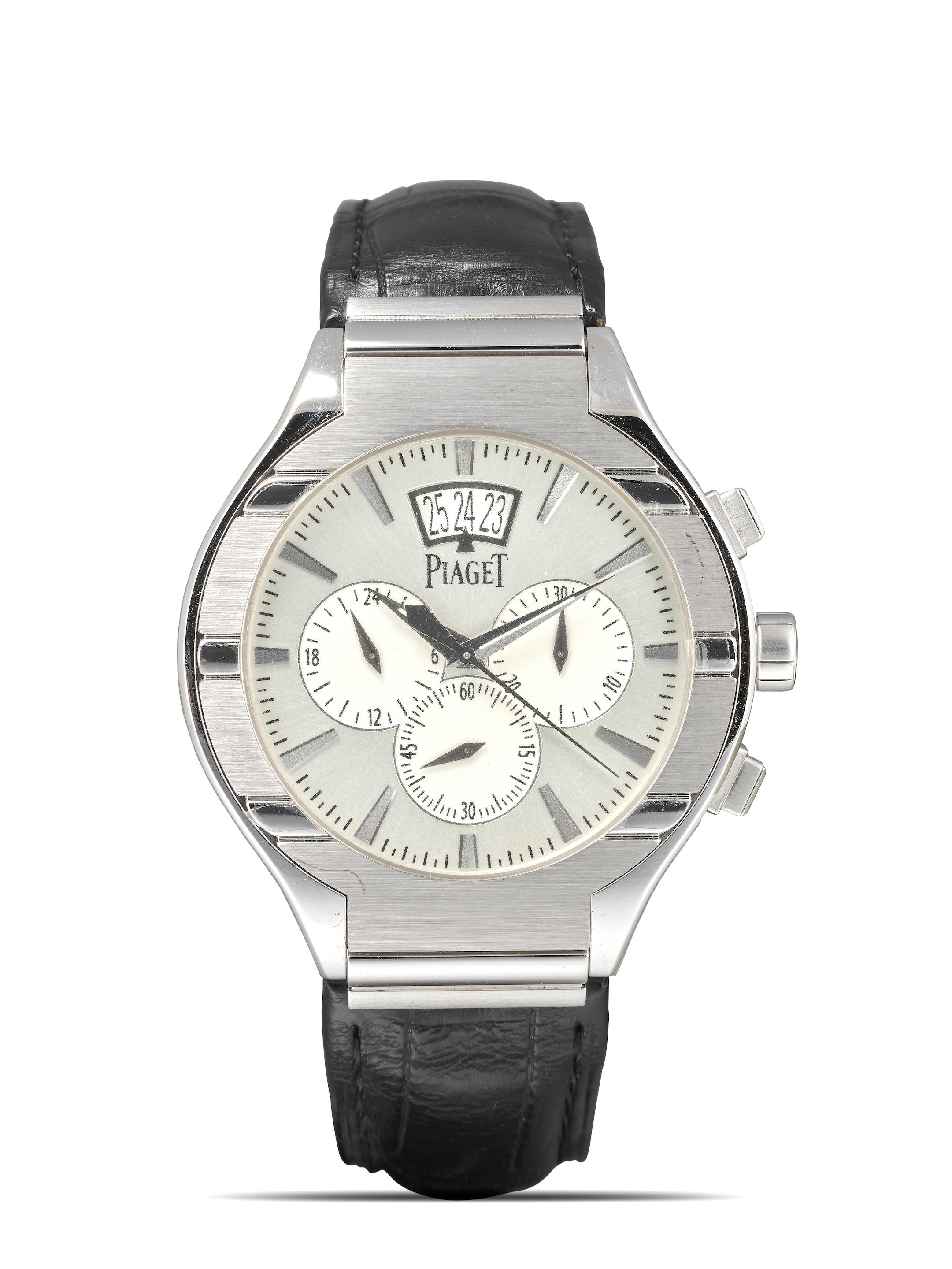 Appraisal: PIAGET POLO REF P A WHITE GOLD FLYBACK CHRONOGRAPH WRISTWATCH