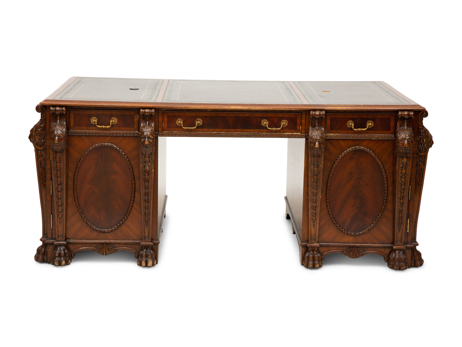 Appraisal: A George III Style Flame Mahogany Partners Desk th Century