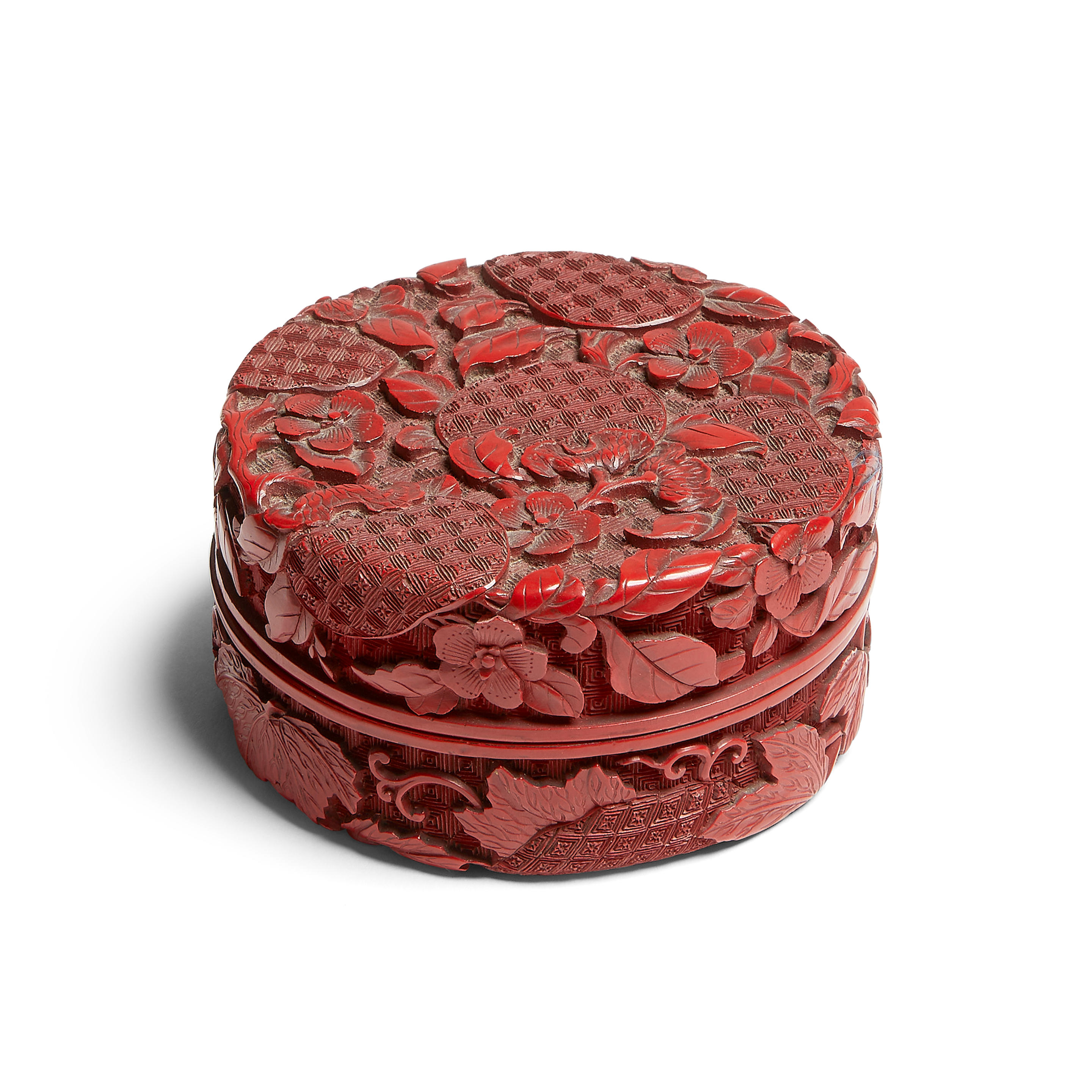 Appraisal: A CARVED CINNABAR LACQUER 'PERSIMMON' BOX AND COVER th century