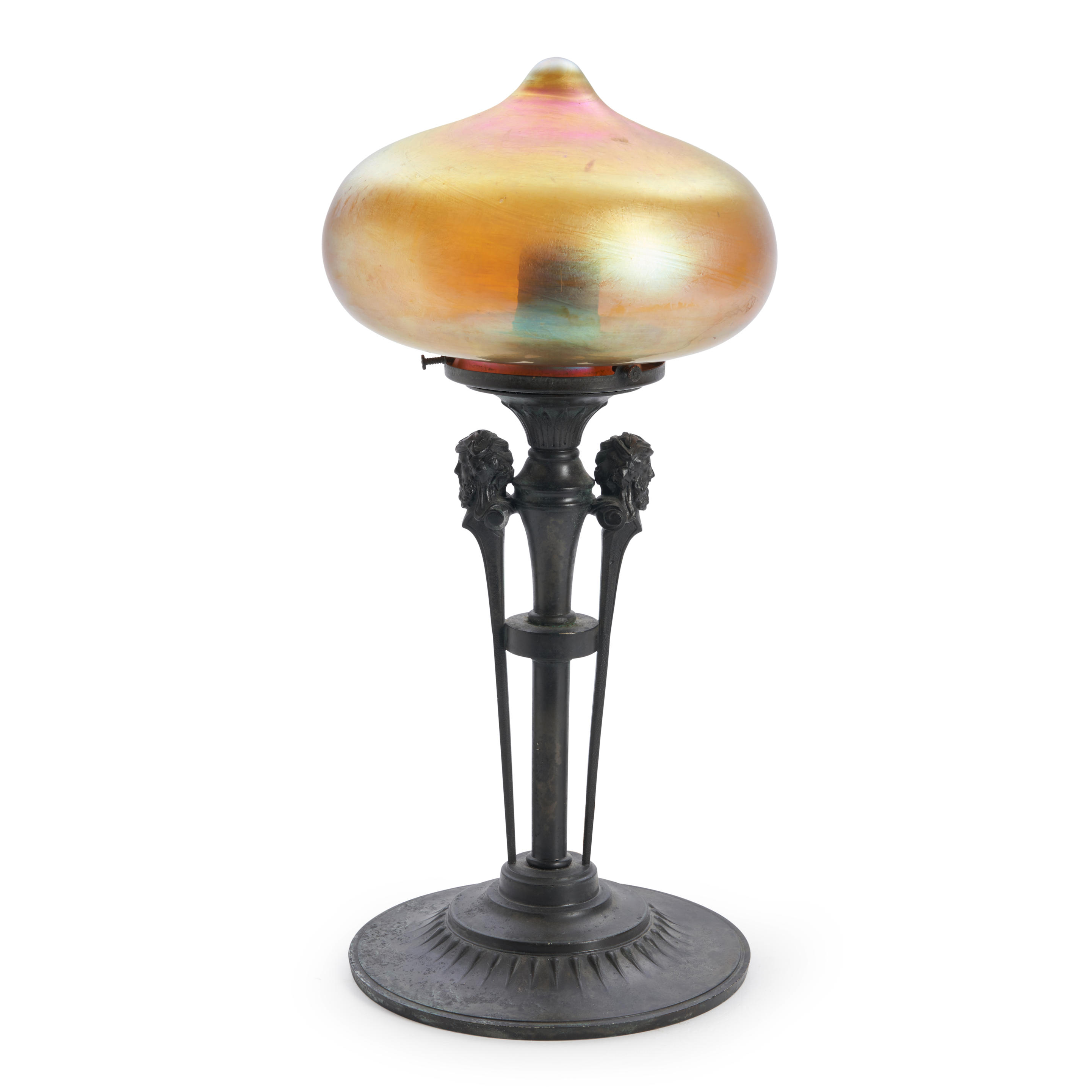 Appraisal: GORHAM TABLE LAMP Providence Rhode Island c patinated metal iridescent