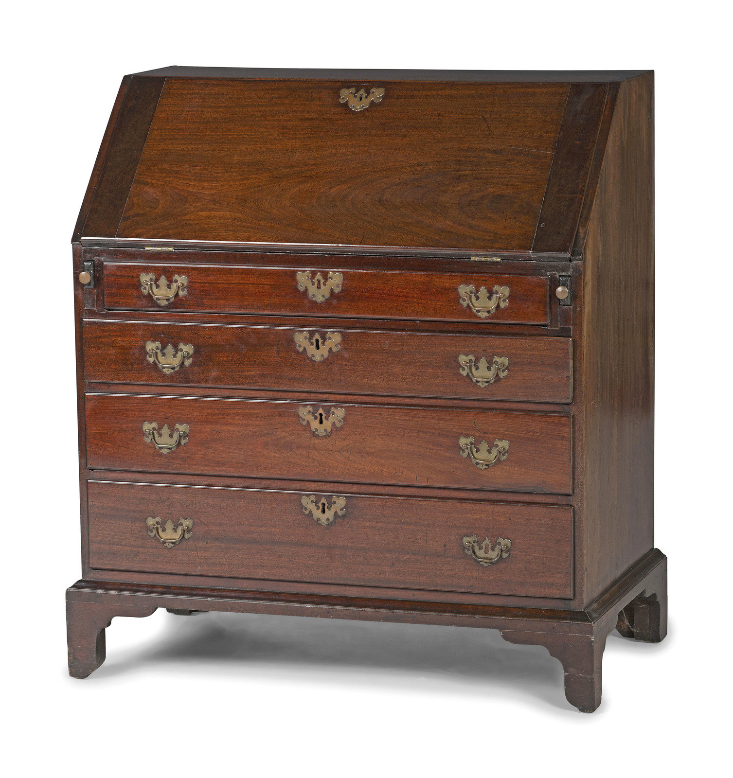 Appraisal: A Chippendale Figured and Shell-Carved Mahogany Slant Front Desk Likely