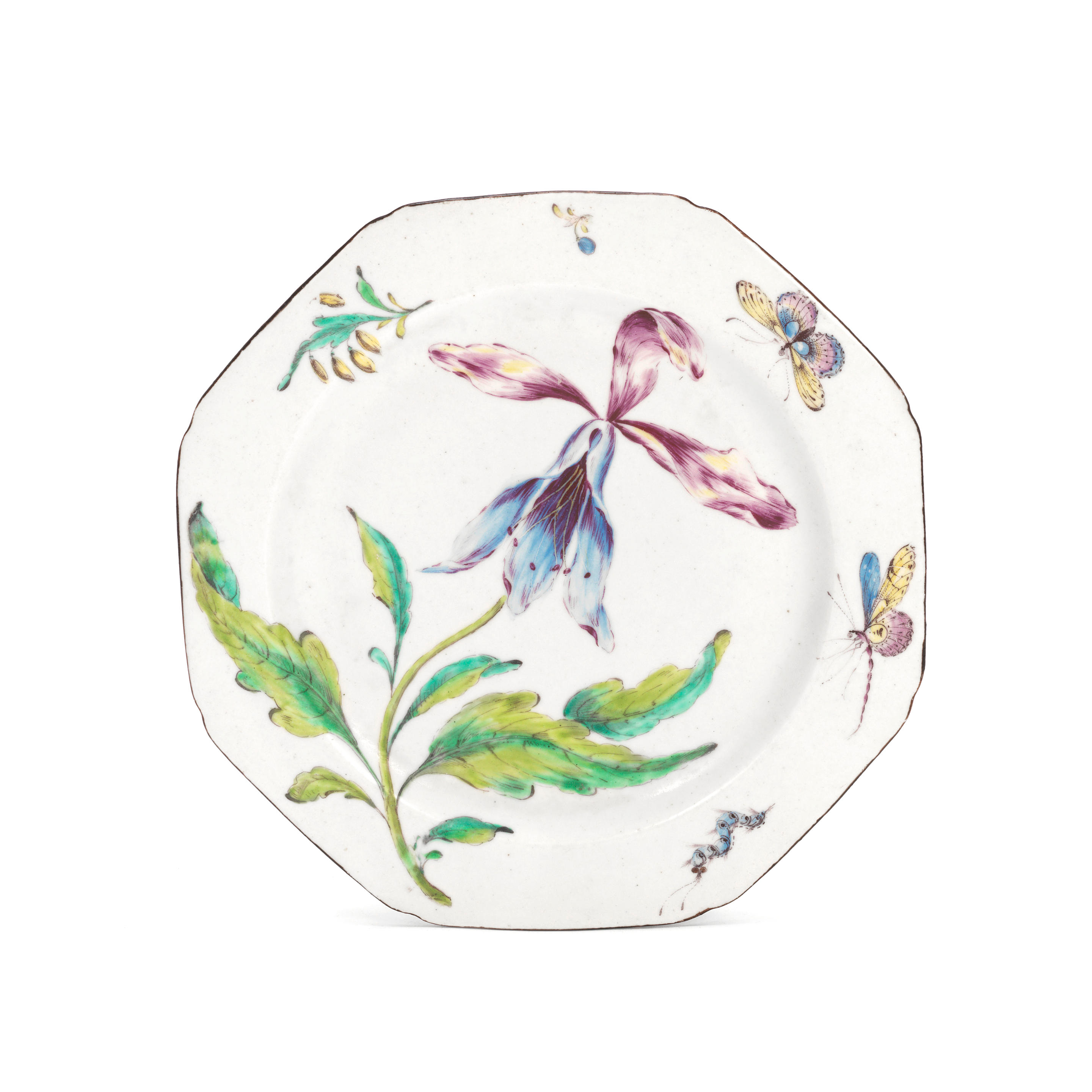 Appraisal: A BOW BOTANICAL PLATE CIRCA - Of octagonal shape with