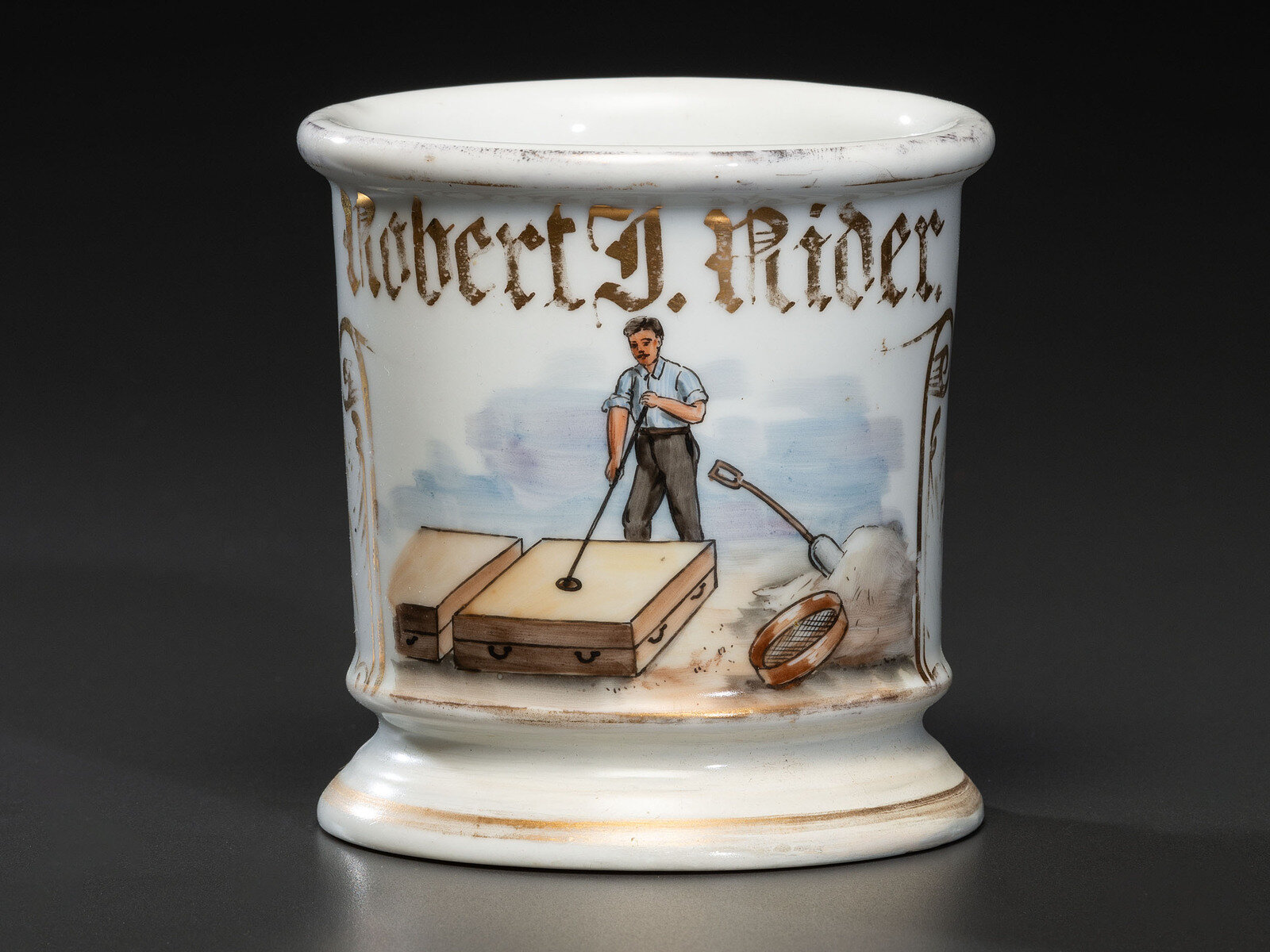 Appraisal: A Foundry Worker's Porcelain Occupational Shaving Mug Late th th