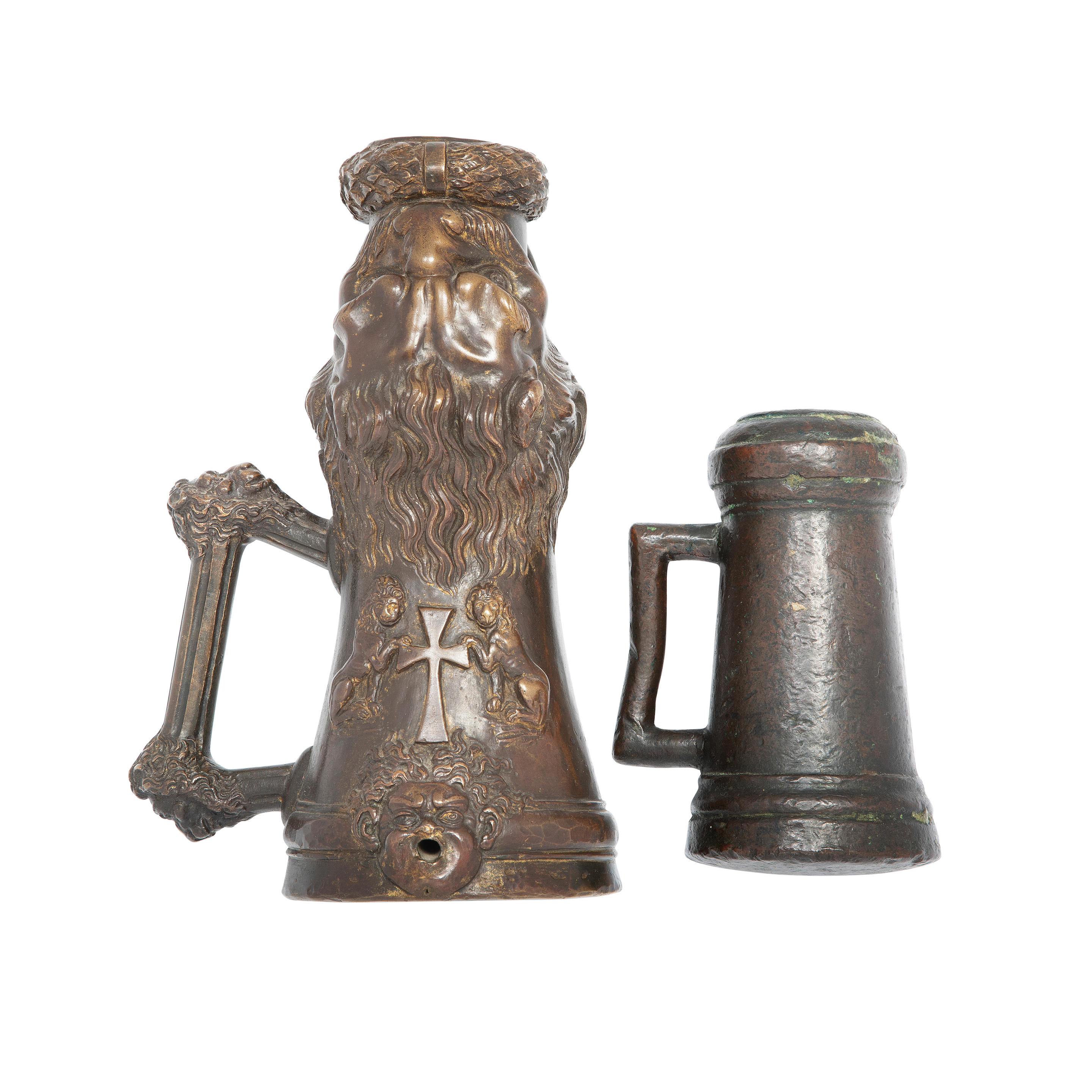 Appraisal: A DECORATIVE BRONZE MORTAR IN RENAISSANCE STYLE AND AN ENGLISH