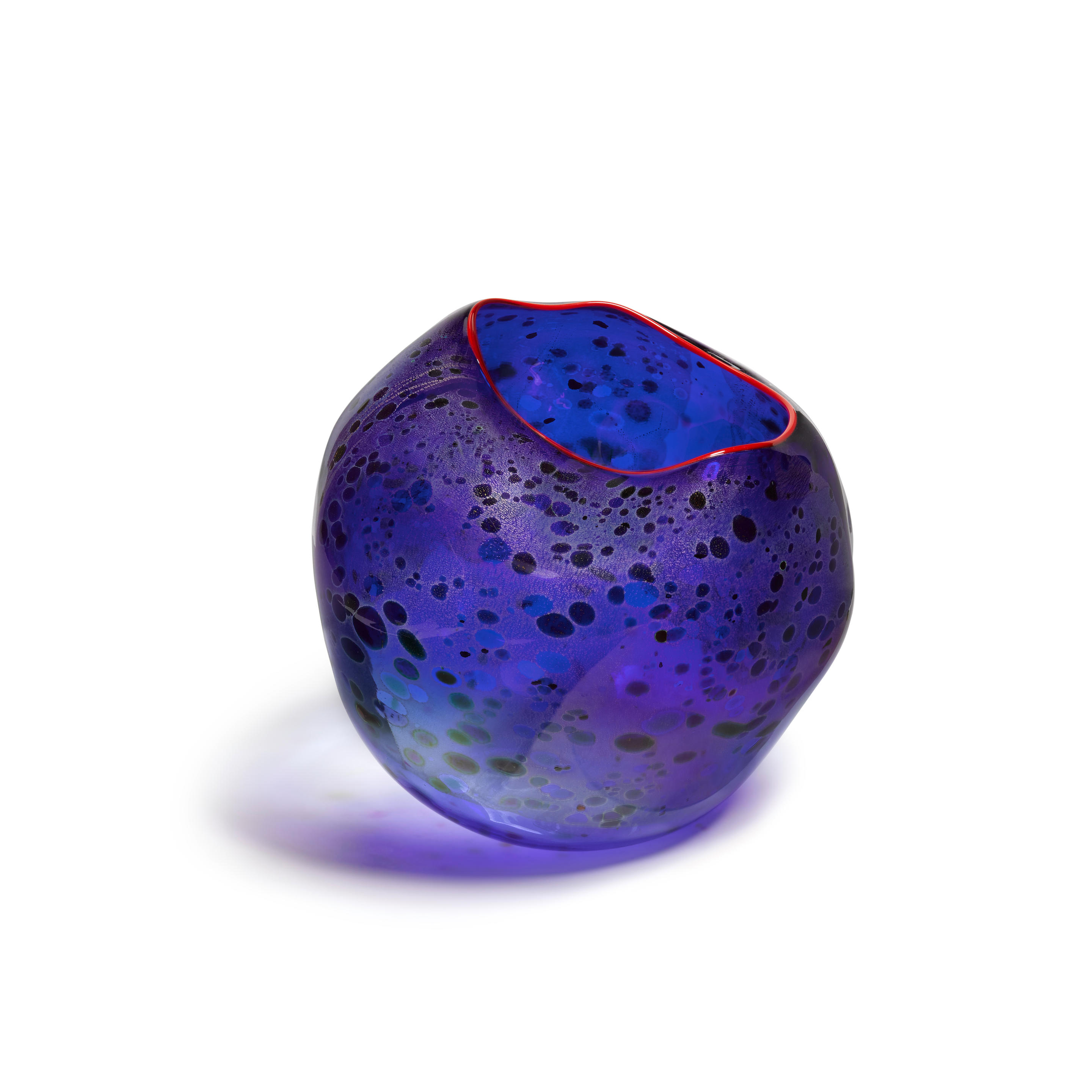 Appraisal: DALE CHIHULY BORN Cobalt Blue Basket with Cadmium Lip Wrap