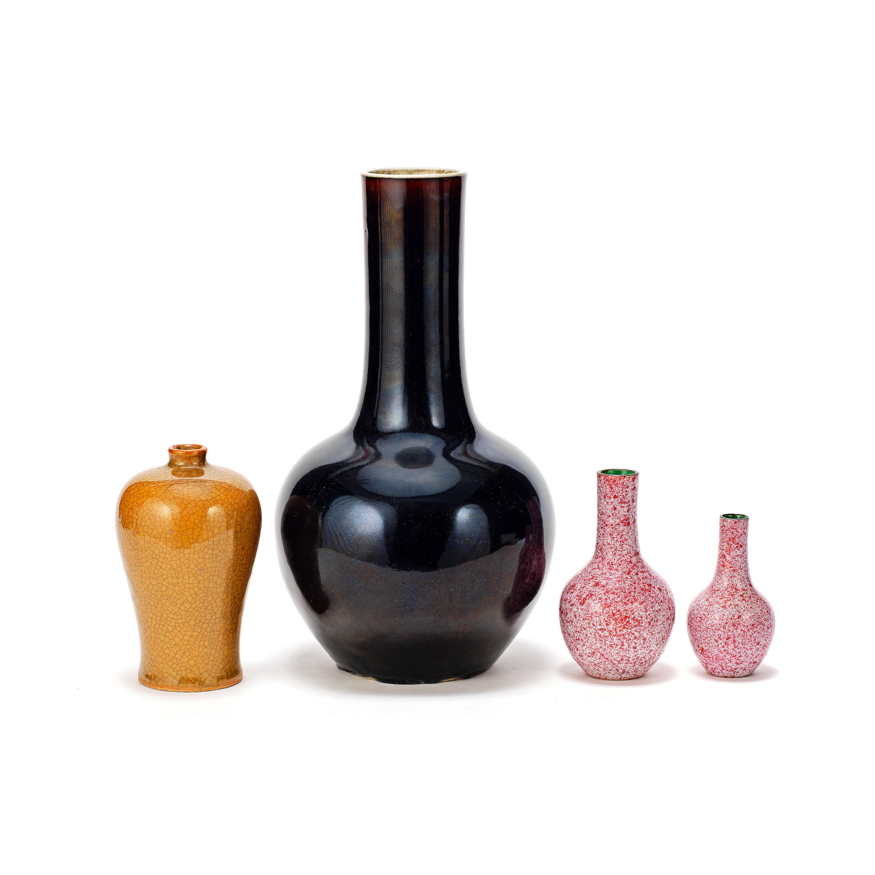 Appraisal: A GROUP OF FOUR MONOCHROME VASES Qing Dynasty Comprising a