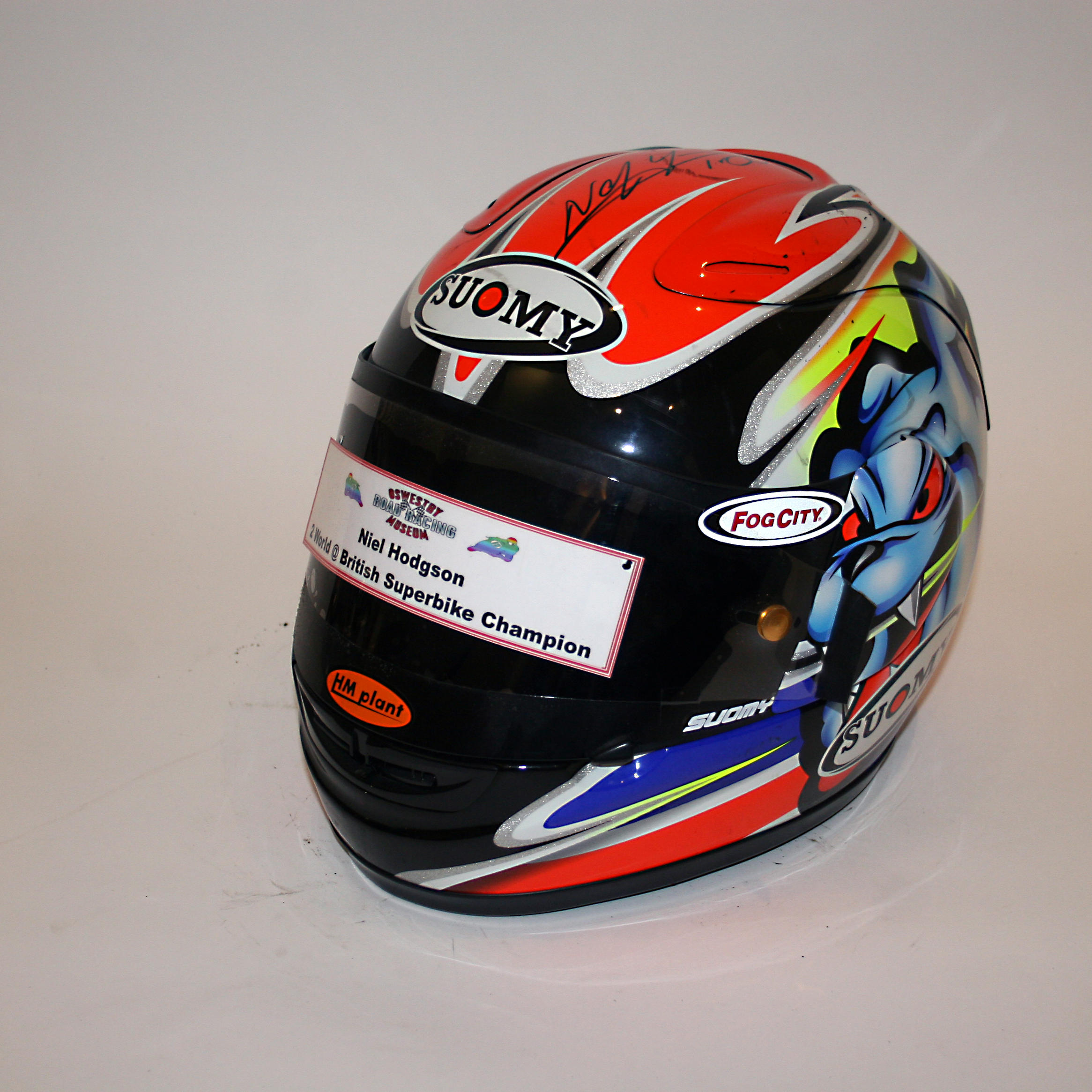 Appraisal: NEIL HODGSON A SIGNED FULL-FACE HELMET BY SUOMY used and