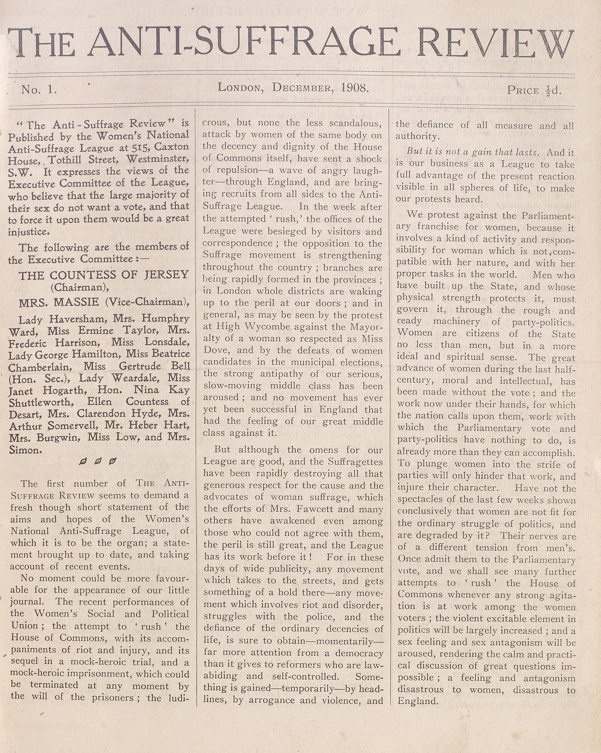 Appraisal: ANTI-SUFFRAGE REVIEW The Anti-Suffrage Review nos - bound in vol