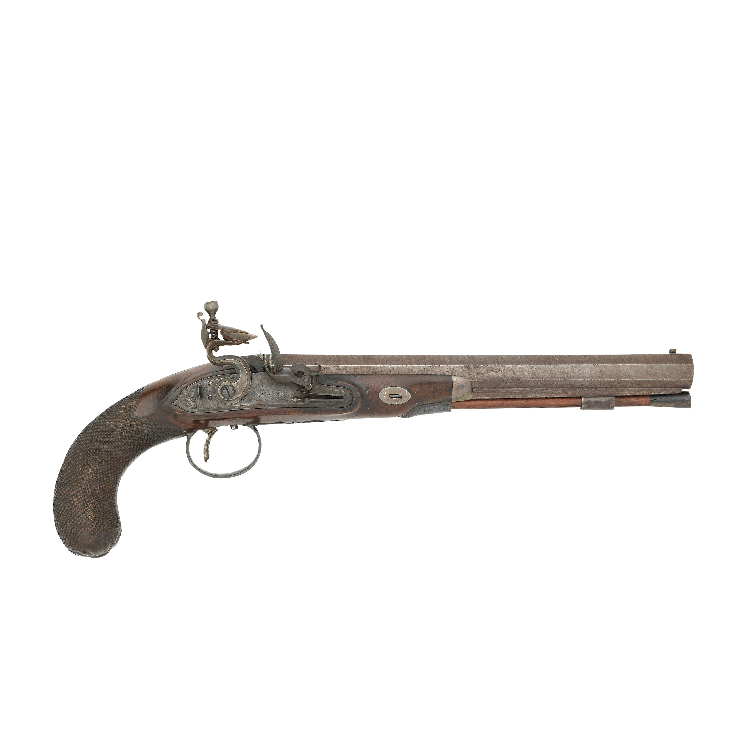 Appraisal: A -BORE FLINTLOCK DUELLING PISTOL BY H W MORTIMER OF