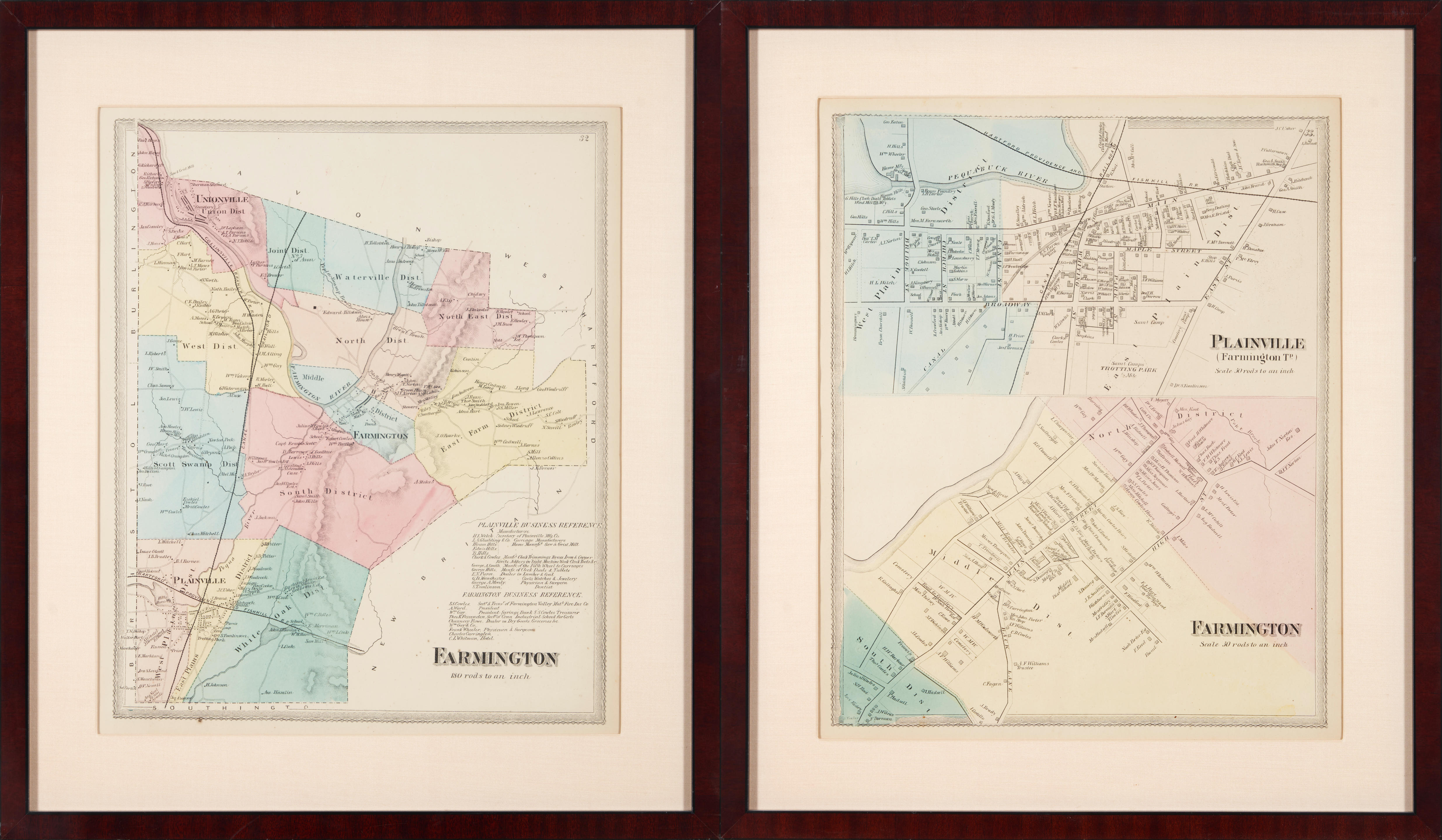 Appraisal: CONNECTICUT AREA MAPS A group of two maps of Farmington