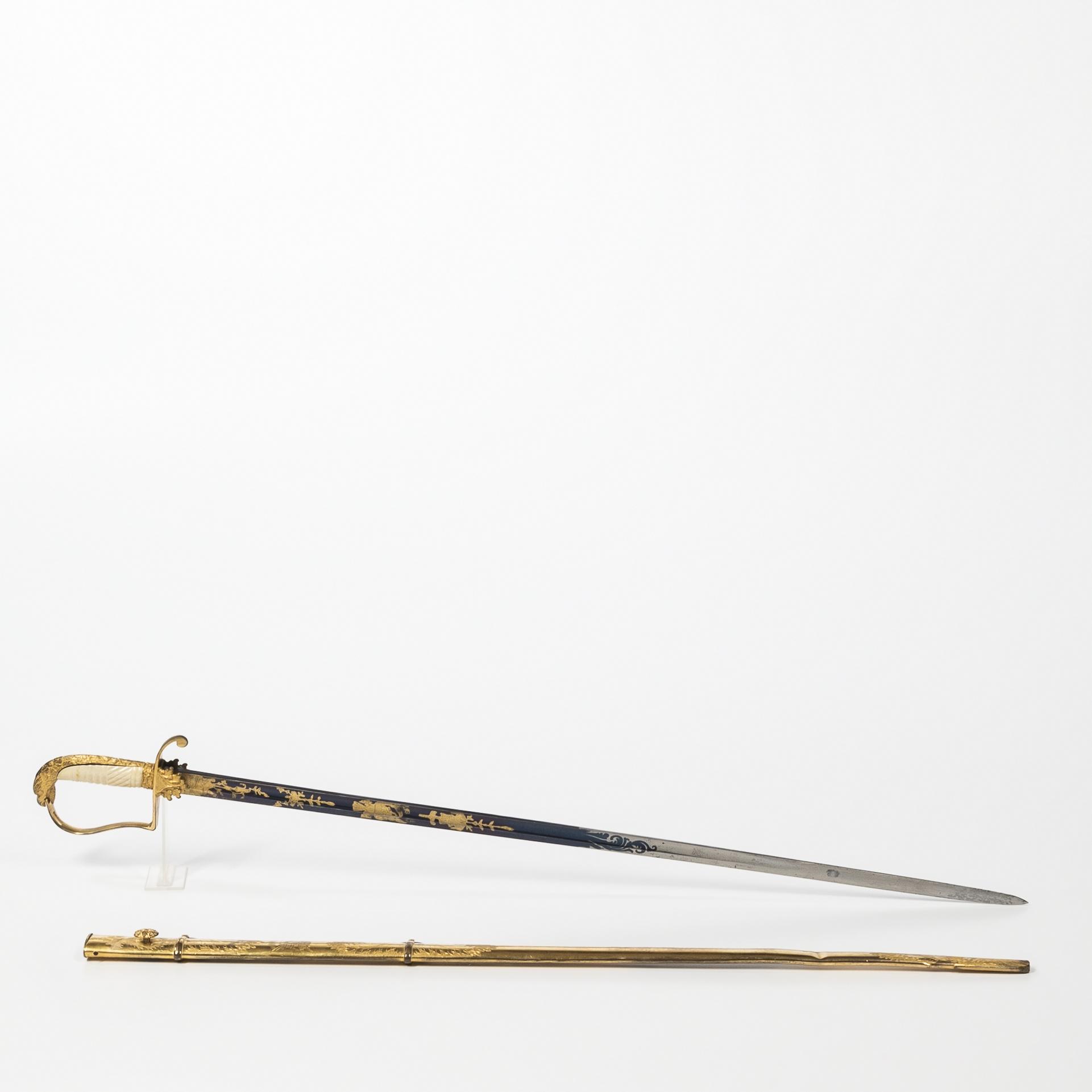 Appraisal: EAGLE POMMEL STAFF OFFICER'S SWORD AND SCABBARD CIRCA - Gilded