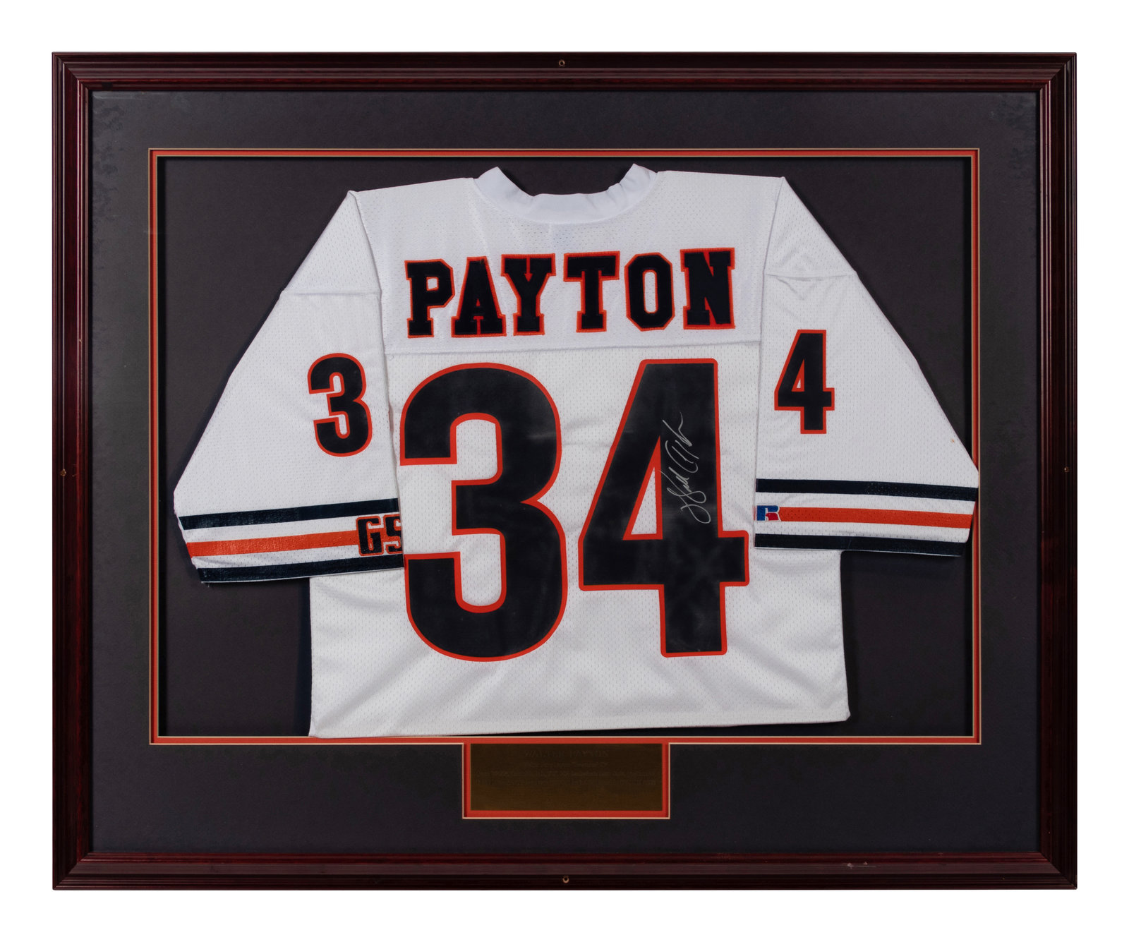 Appraisal: A Chicago Bears Jersey Display Signed by Walter Payton Formerly