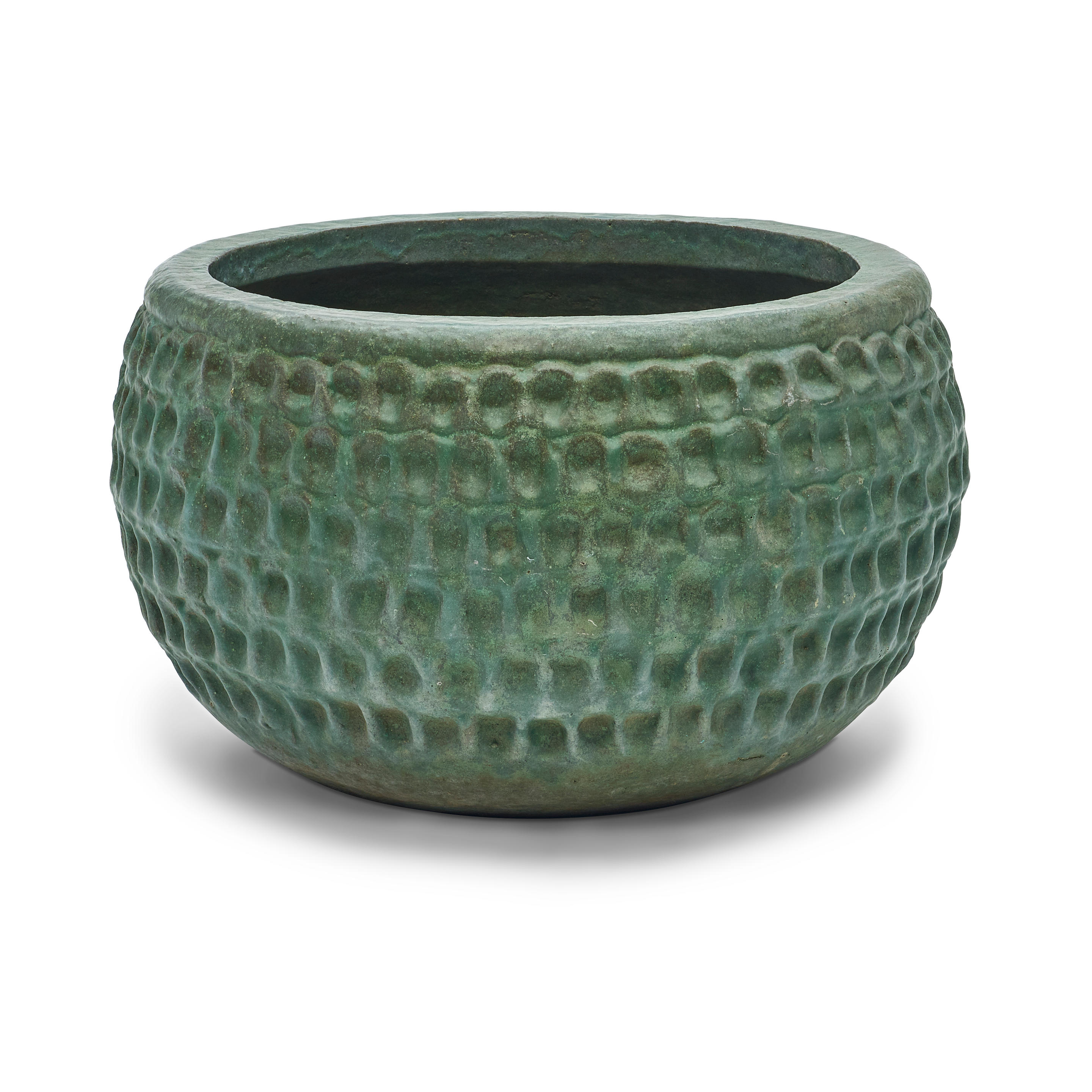 Appraisal: STAN BITTERS BORN Thumbprint Pot s green glazed stoneware apparently