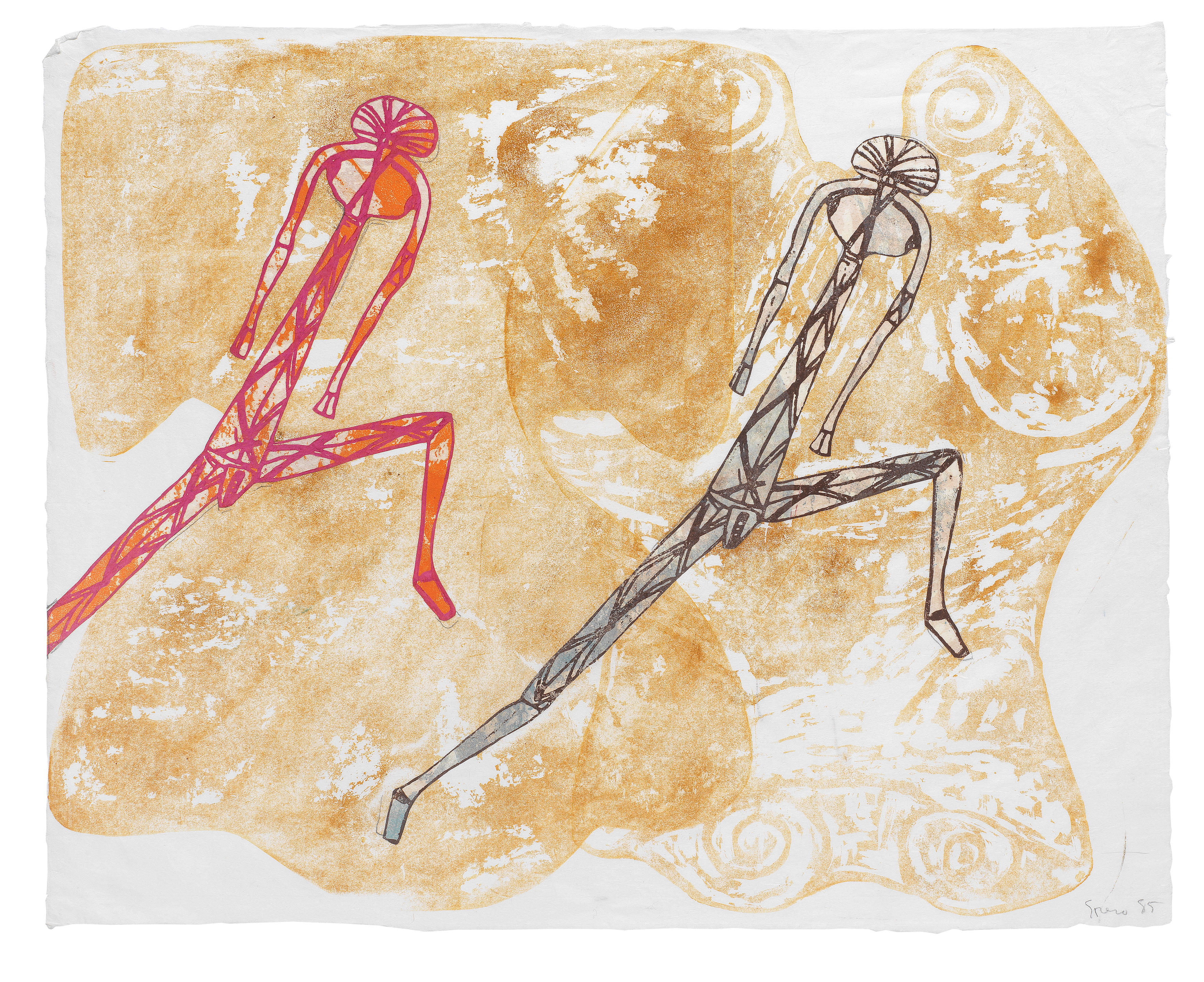 Appraisal: NANCY SPERO - Dancers signed and dated hand-printing pencil and