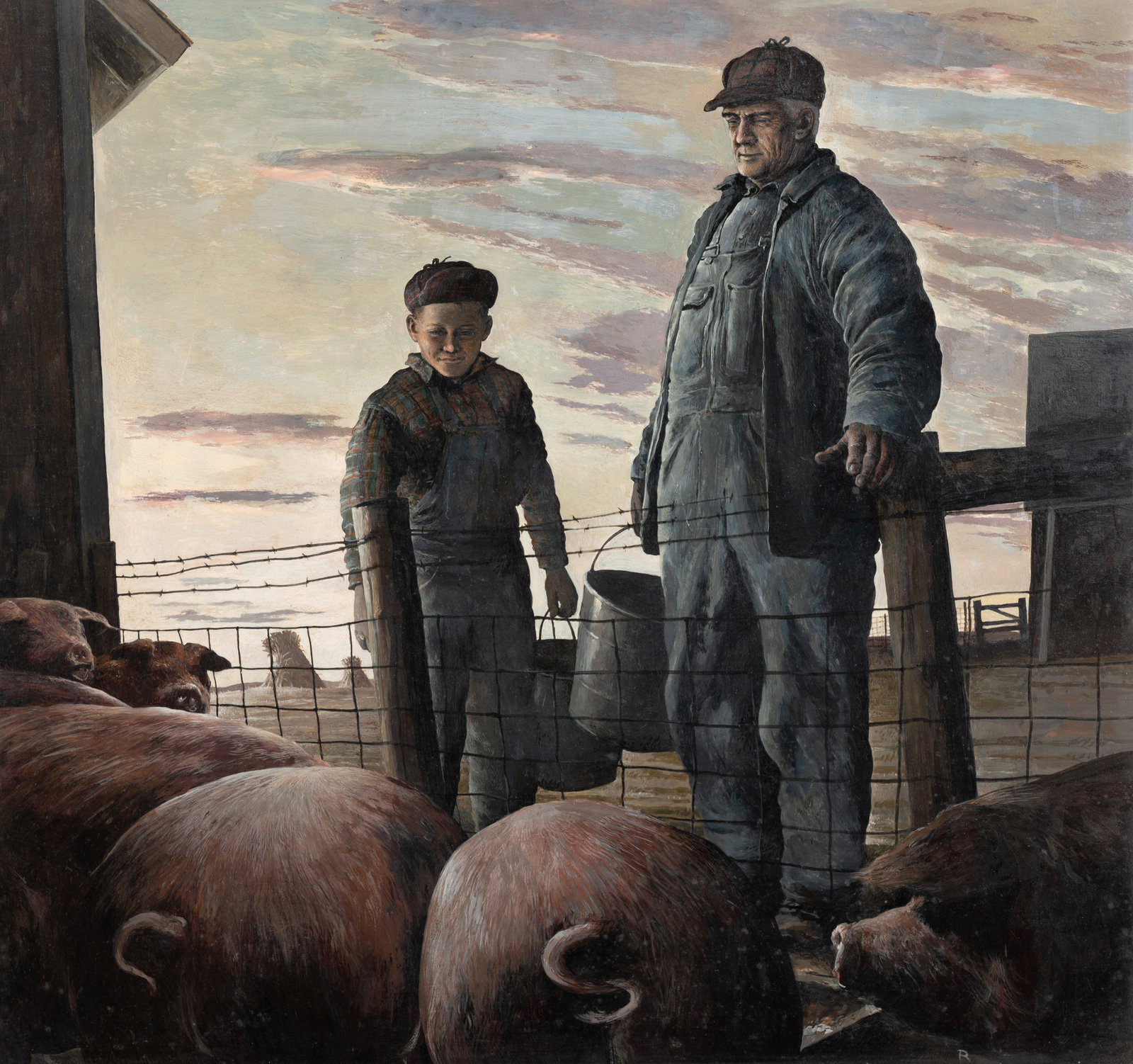 Appraisal: Robert Riggs American - Feeding Time tempera on board initialed