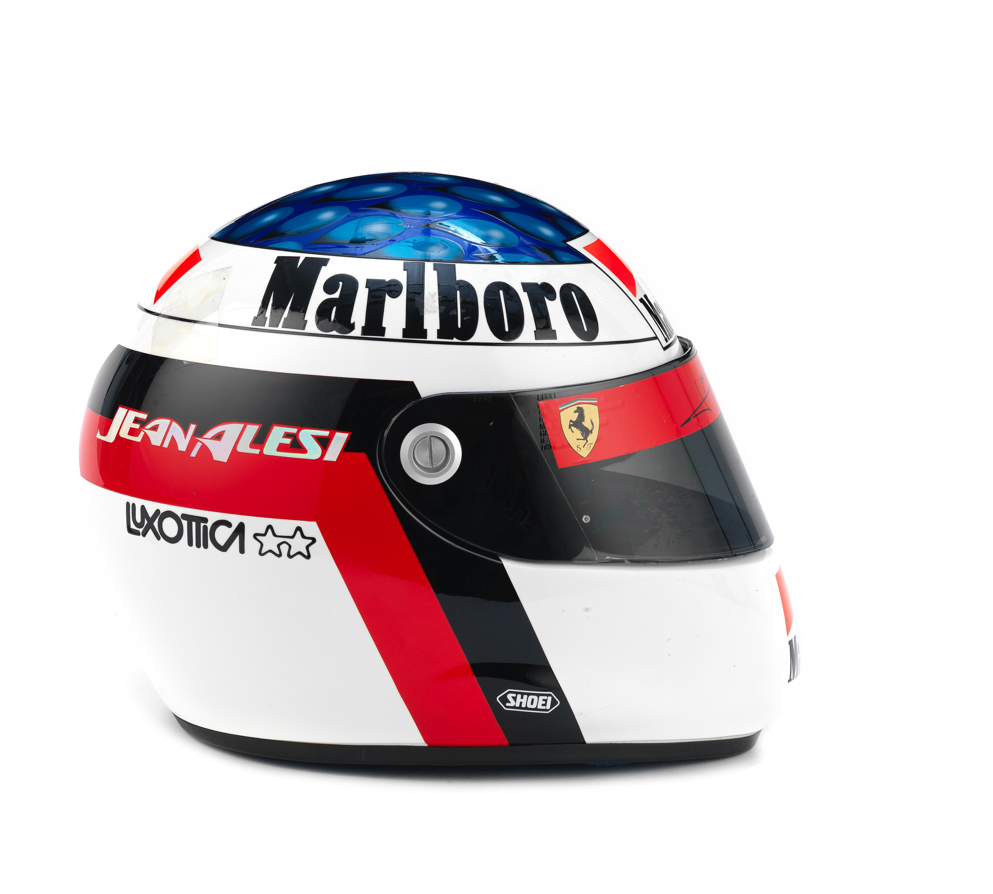 Appraisal: JEAN ALESI'S SEASON WORN HELMET BY SHOEI SIGNED TO VISOR