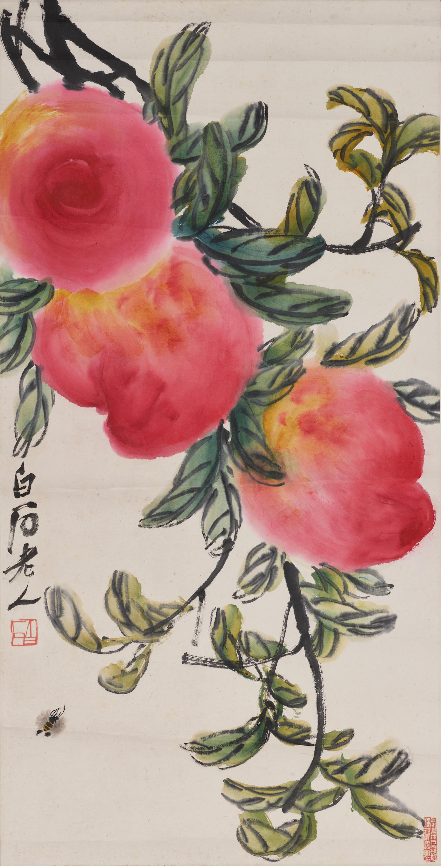 Appraisal: ATTRIBUTED TO QI BAISHI - Peaches Ink and colour on