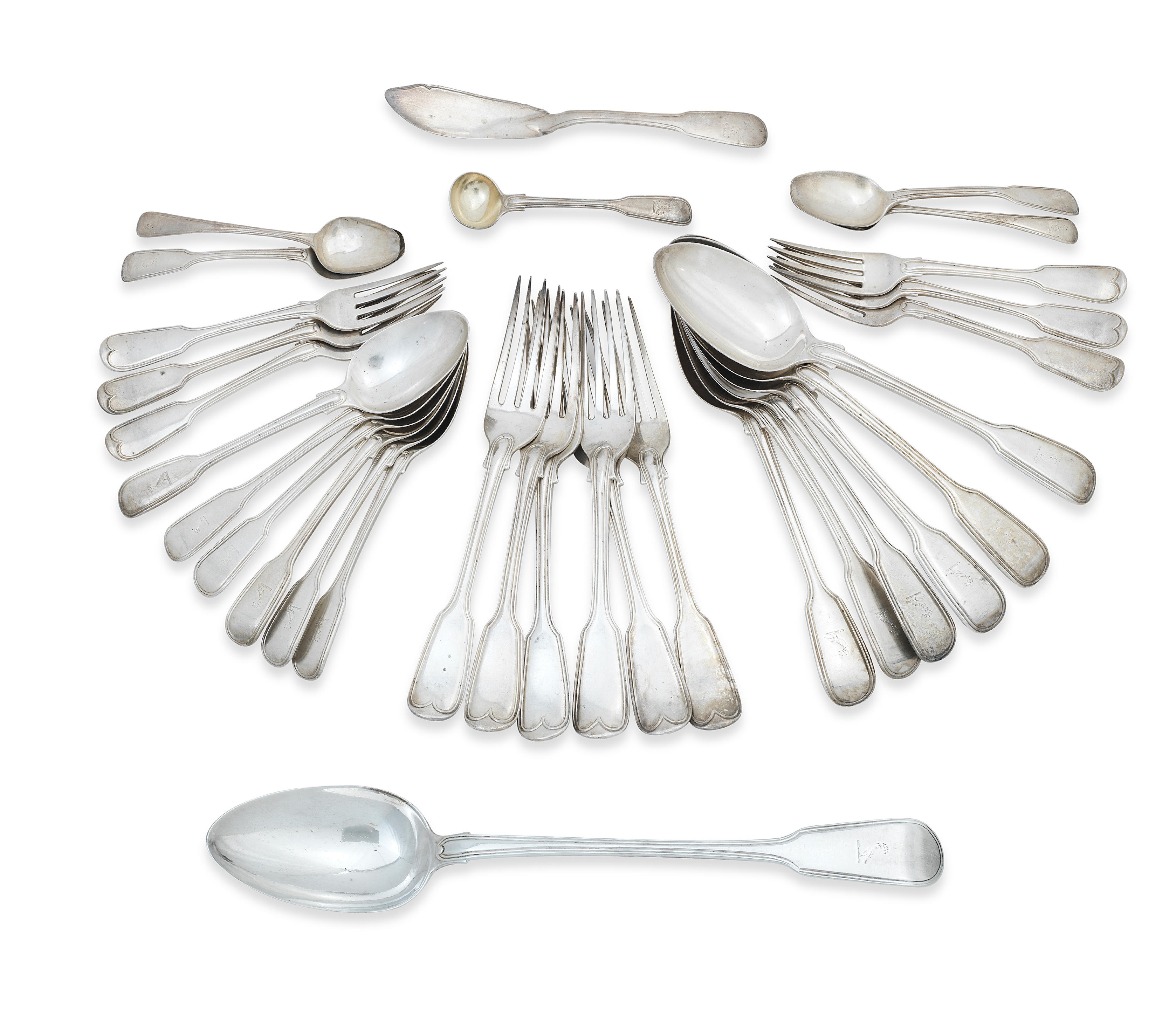 Appraisal: A PART CANTEEN OF FIDDLE AND THREAD PATTERN CUTLERY Various