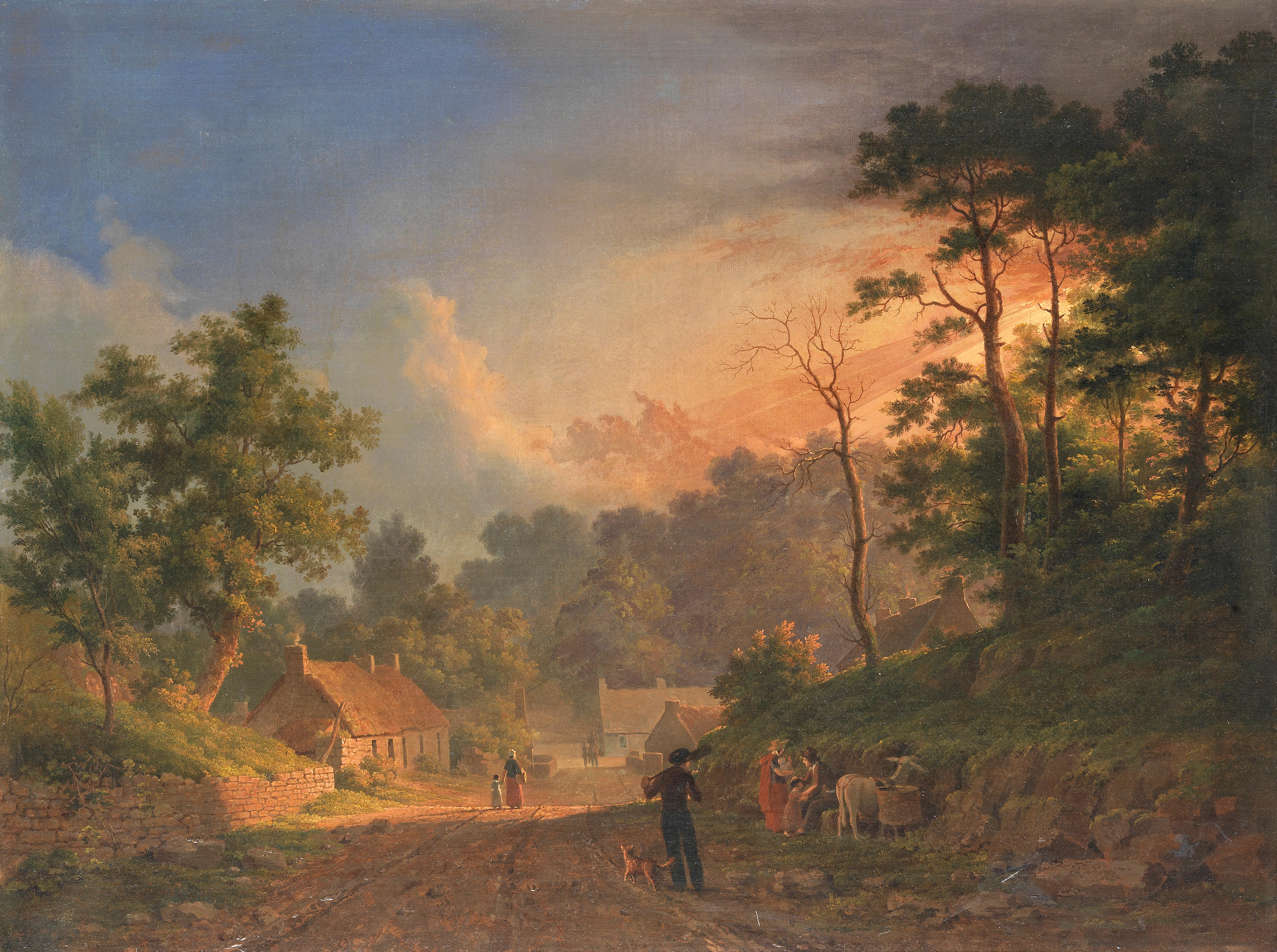 Appraisal: ABRAHAM PETHER BRITISH - Sunset over a rural landscape oil