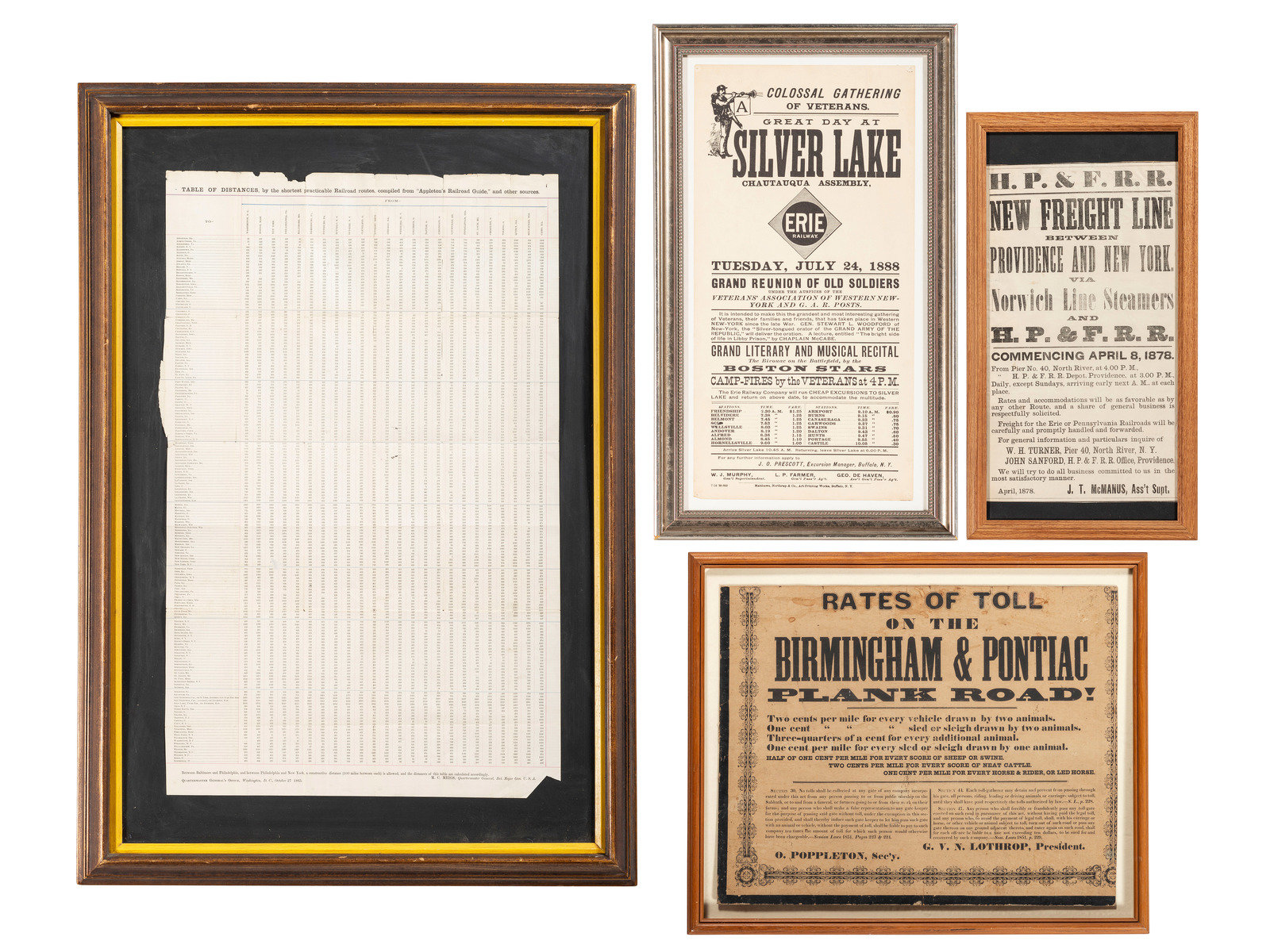 Appraisal: TRANSPORTATION -- CIVIL WAR A group of broadsides involving travel