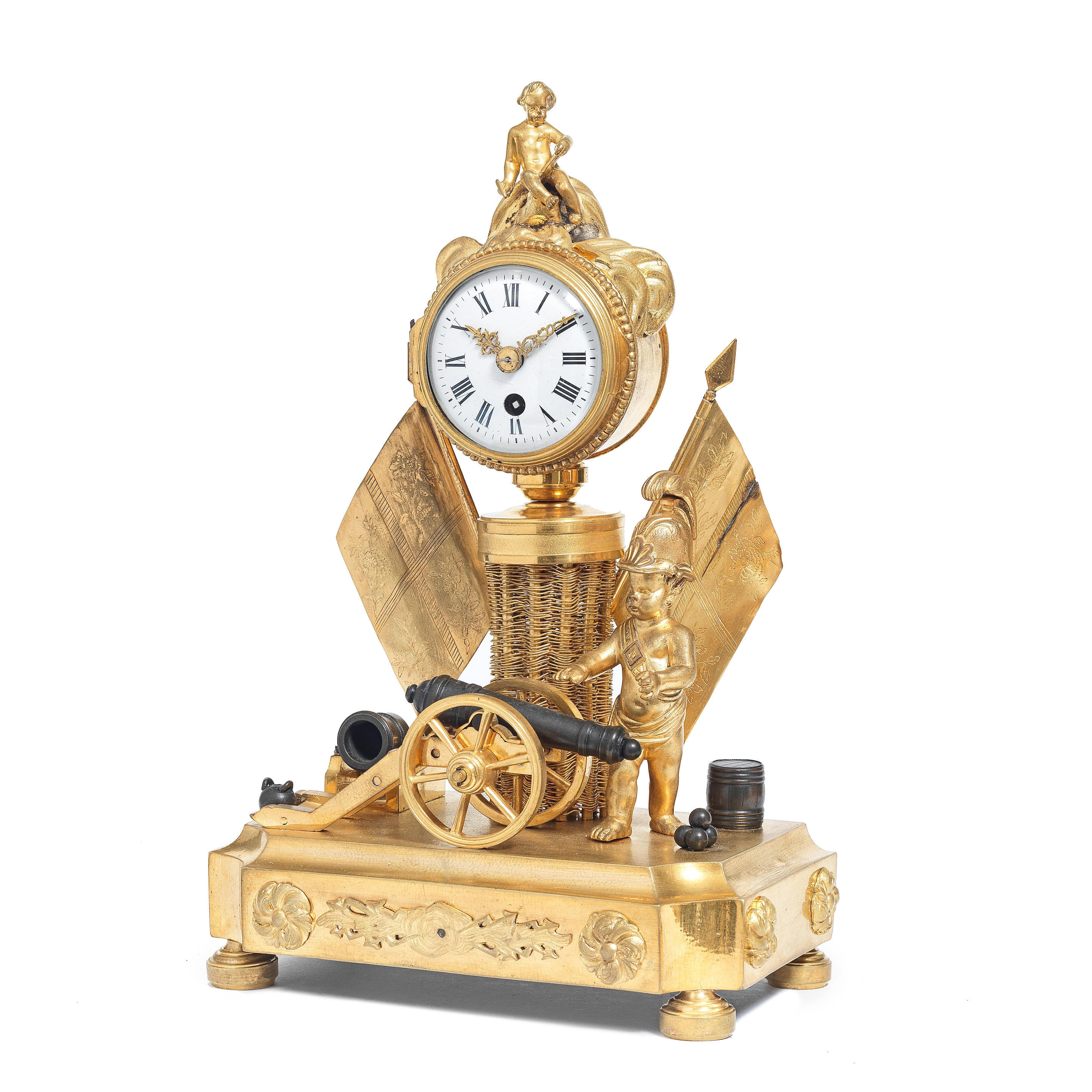 Appraisal: A GOOD LATE TH CENTURY FRENCH ORMOLU FIGURAL MANTEL TIMEPIECE