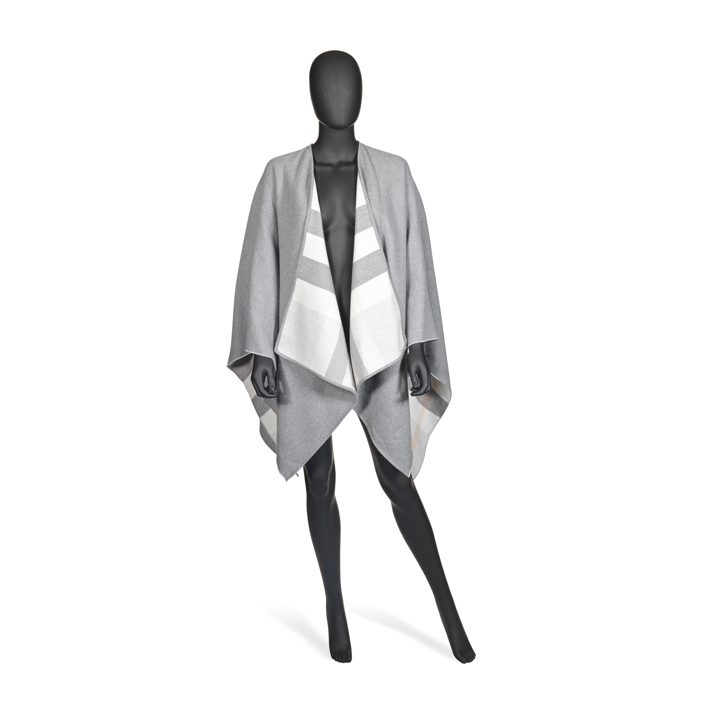 Appraisal: BURBERRY A GREY CASHMERE CAPE Grey cashmere with ecru grey