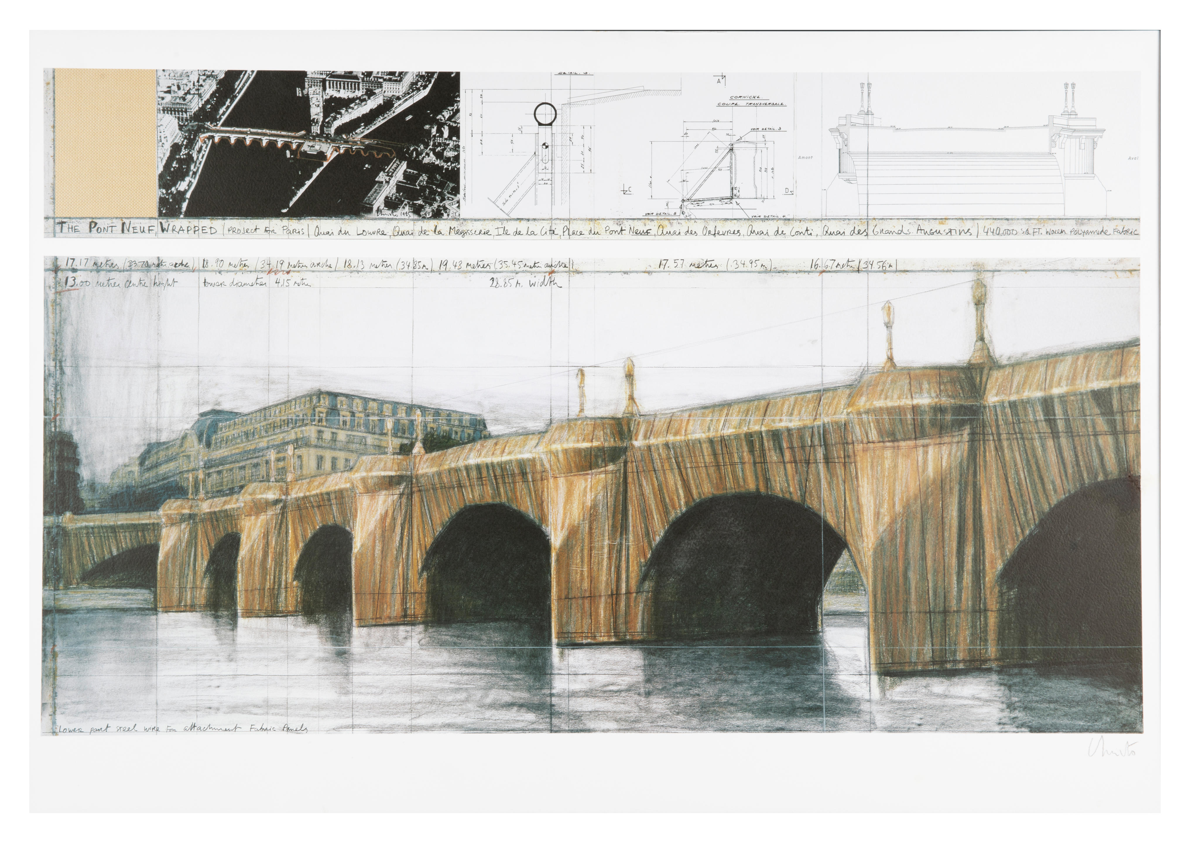 Appraisal: CHRISTO - THE PONT NEUF WRAPPED Lithographie en couleurs sur