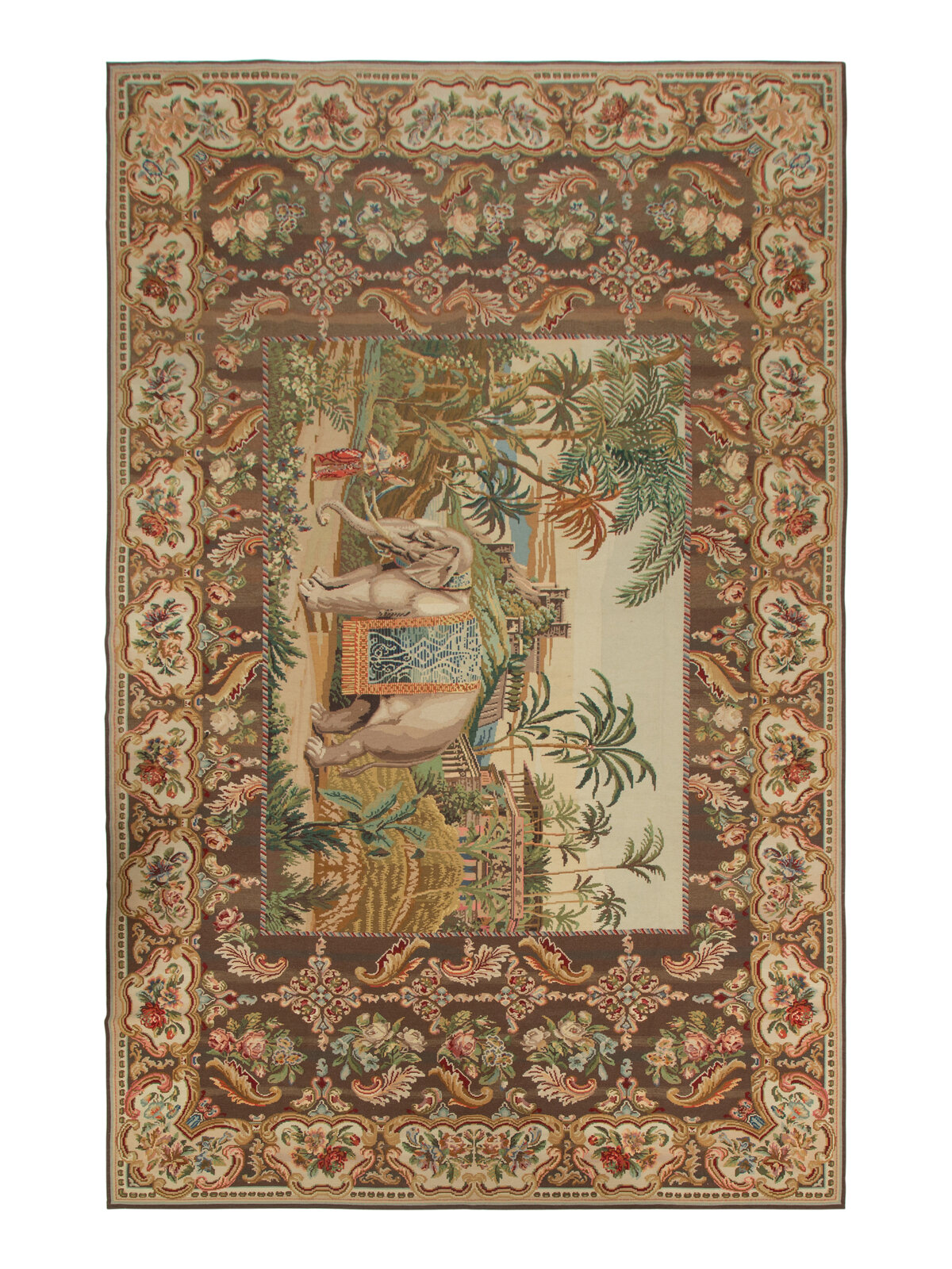 Appraisal: A Continental Needlepoint Rug th Century depicting an elephant with