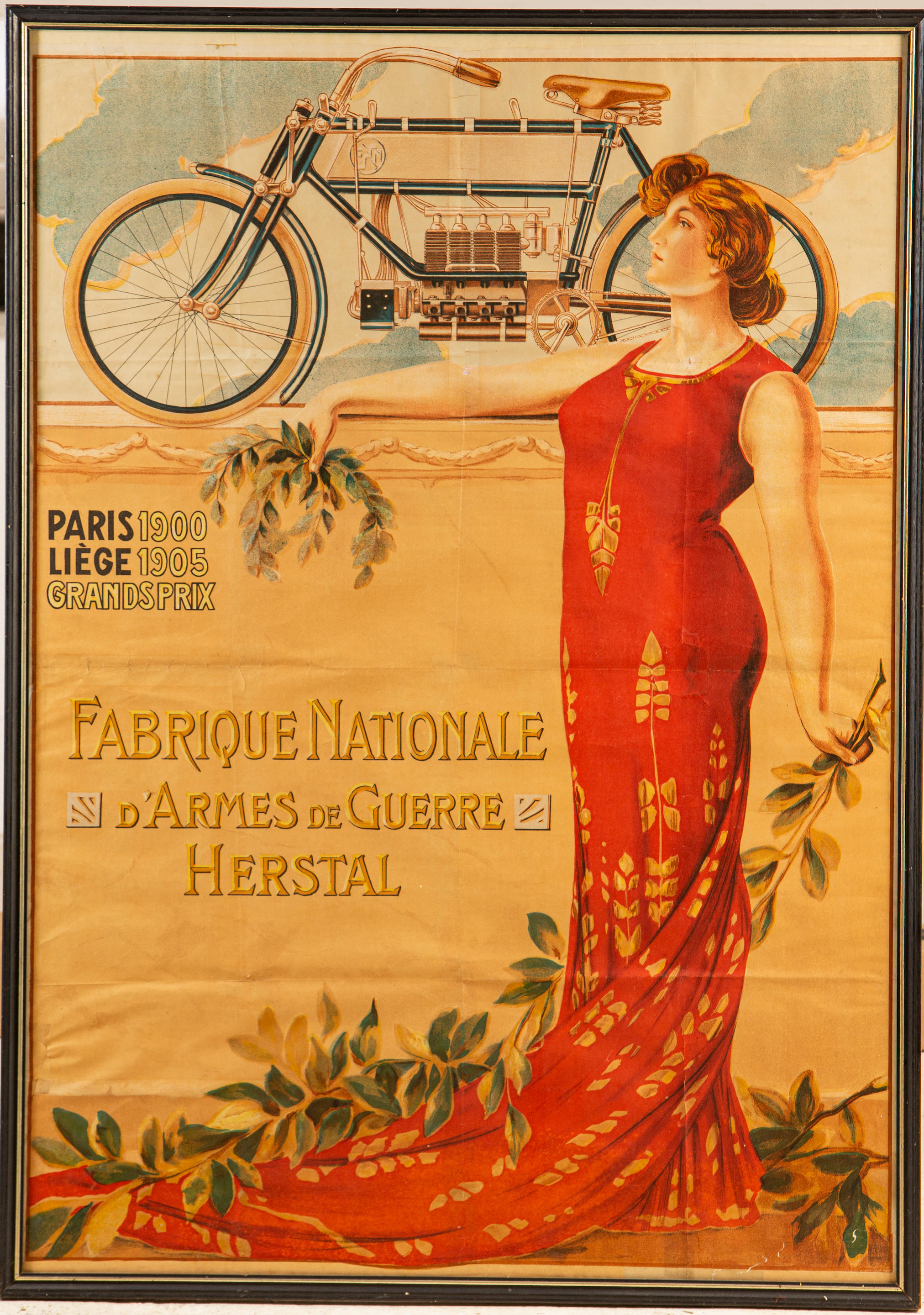 Appraisal: A FABRIQUE NATIONALE CYLINDER MOTORCYCLE POSTER CIRCA listing grand prix