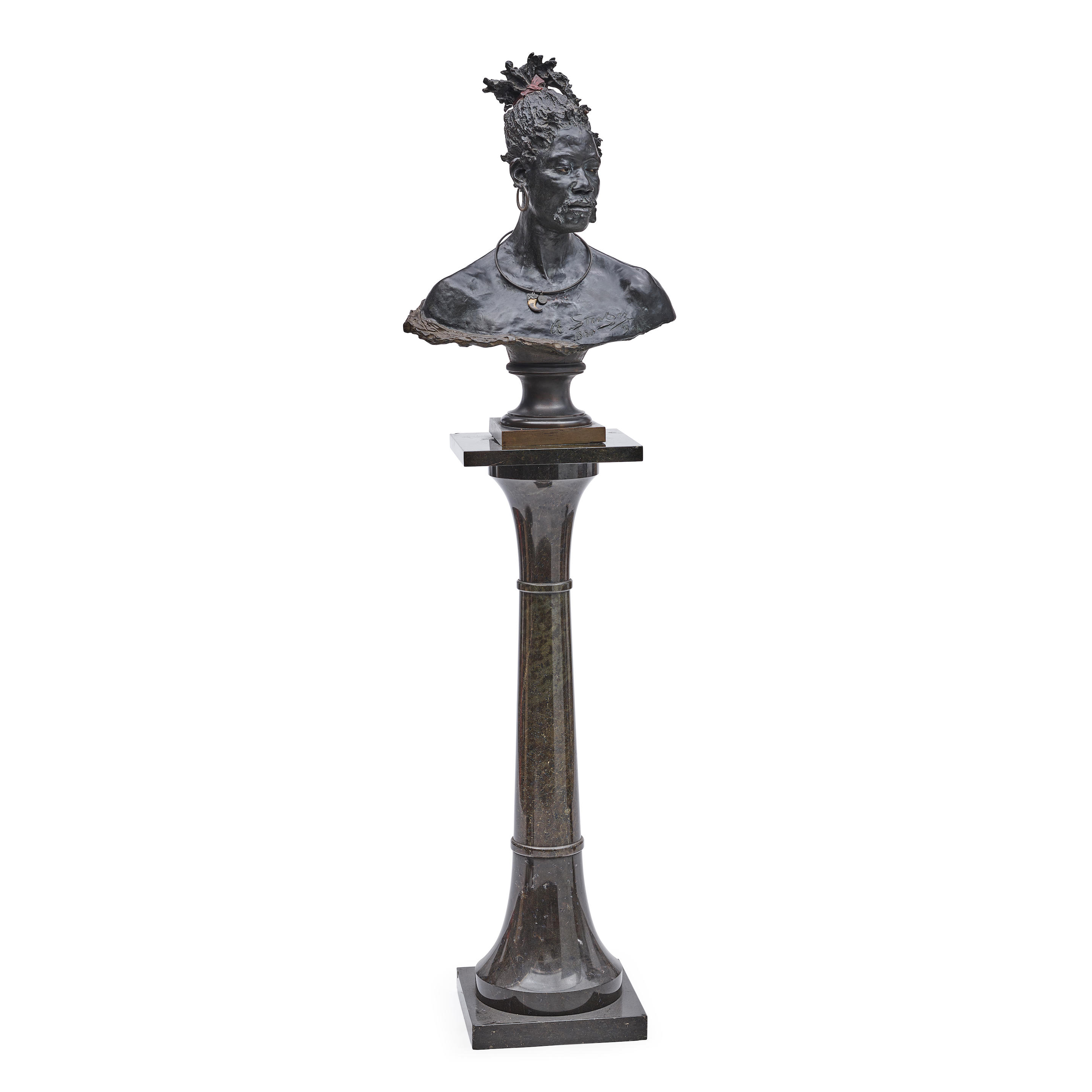 Appraisal: AN AUSTRIAN PATINATED BRONZE BUST OF A MAN WEARING A