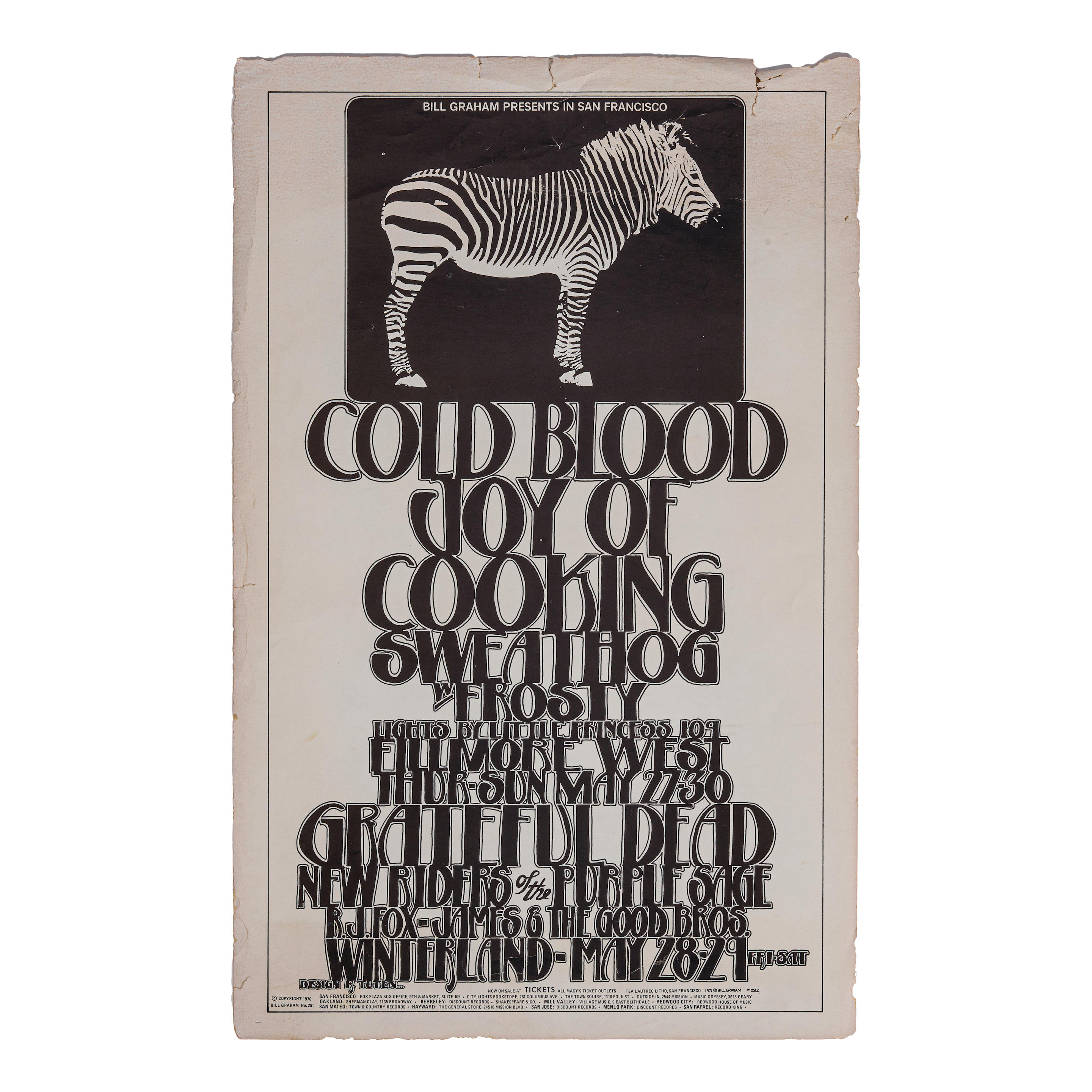 Appraisal: BG- ZEBRA COLD BLOOD GRATEFUL DEAD CONCERT POSTER May -