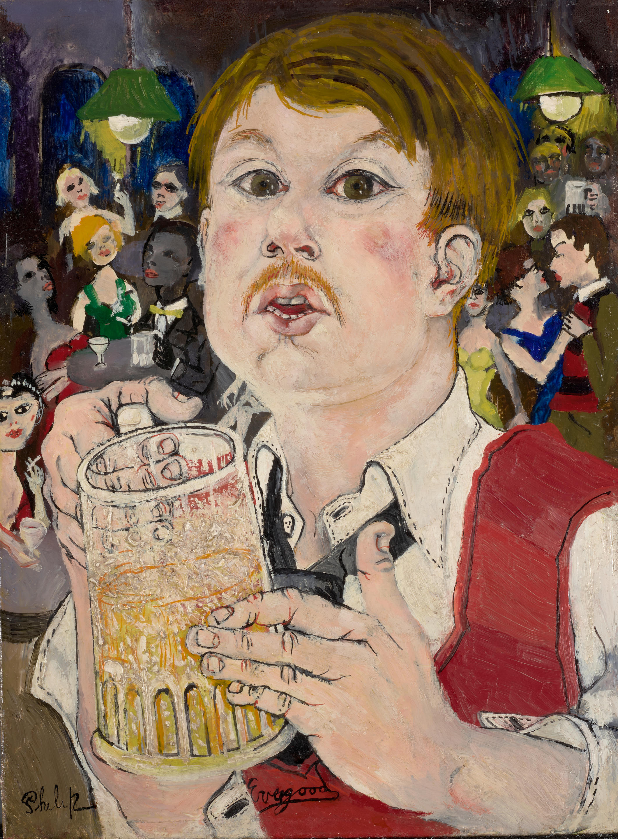 Appraisal: PHILIP EVERGOOD - Self Portrait with a Beer Stein signed