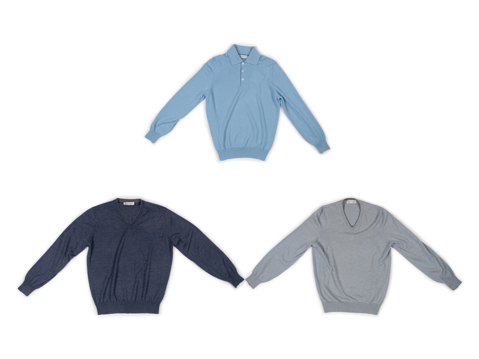 Appraisal: THREE BRUNELLO CUCINELLI SWEATERS THE FIRST Pullover cashmere sweater in