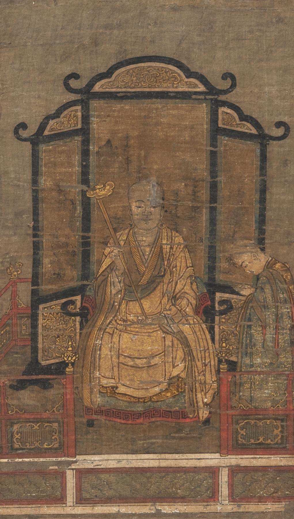 Appraisal: BUDDHIST PORTRAIT OF A PRIEST Japan the priest seated in